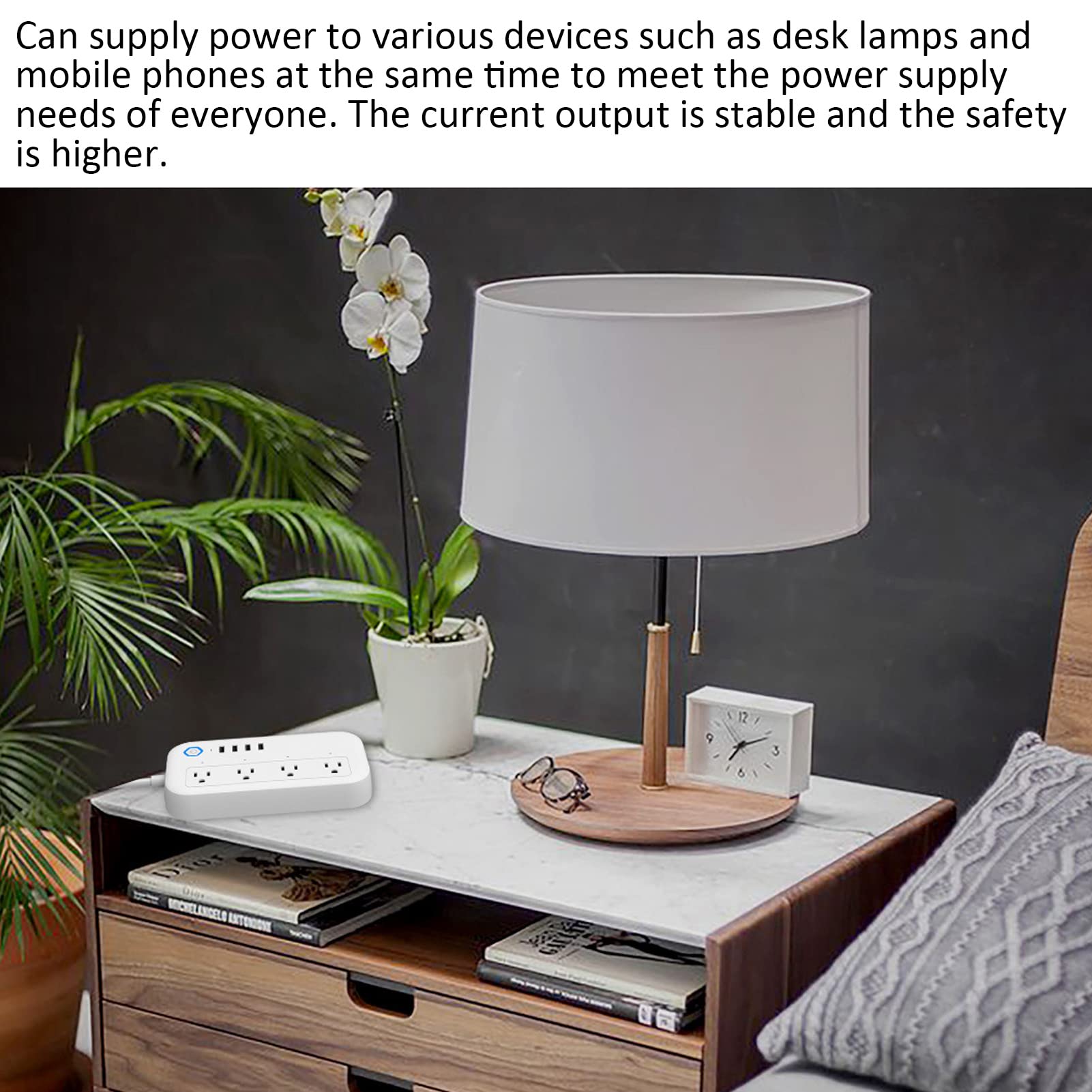 Smart Power Strip with 4 Outlets & 4 USB Ports - Surge Protector Extension Cord with Flat Plug, Works with Google Assistant & Alexa - Perfect for Home Office, Gaming Setup & Smart Home Devices