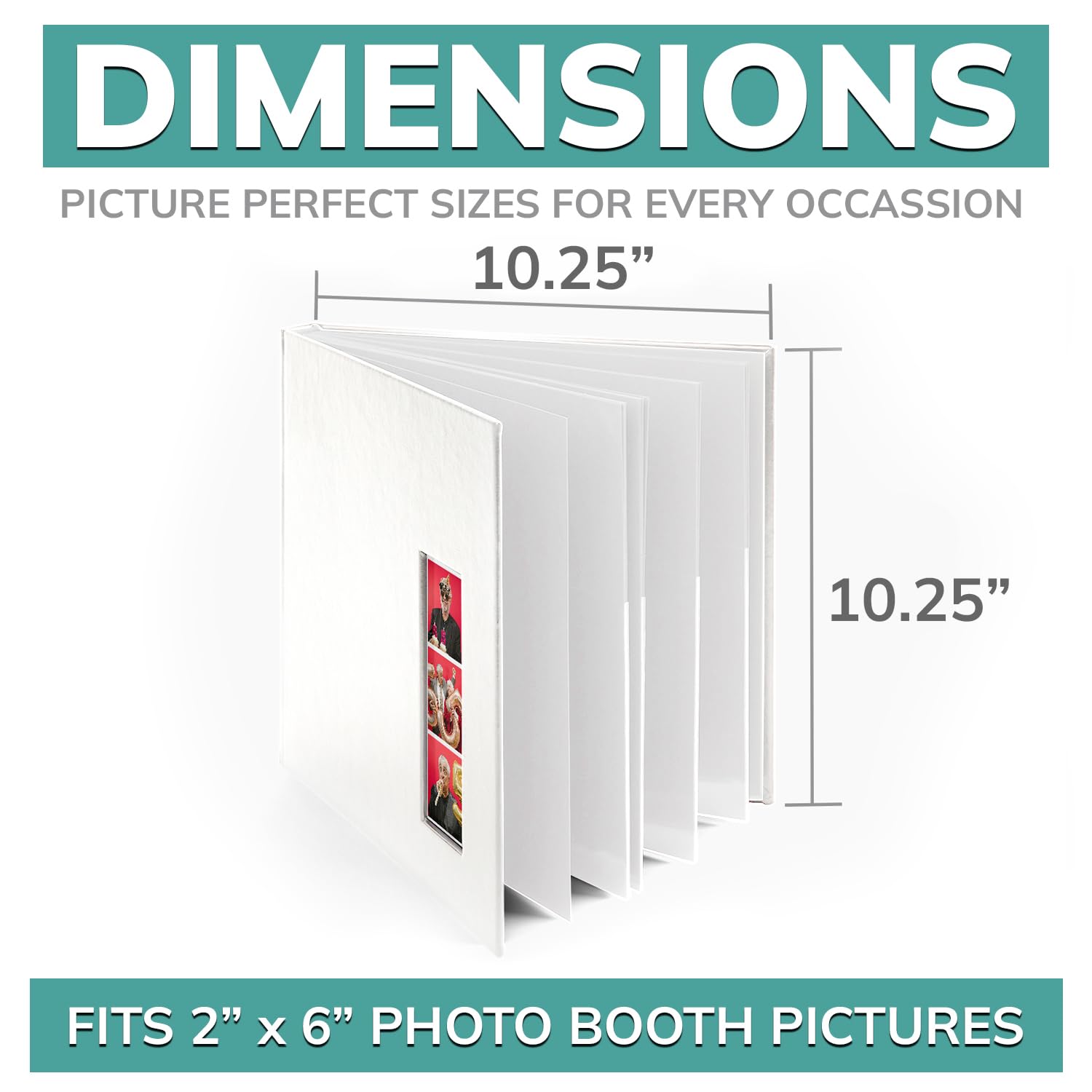 PBF Photo Booth Guest Book Album (1 Pack) - White Cover with Plastic Sleeves & 2x6 Clear Picture Inserts - Perfect for Weddings, Baby Showers & Memory Keeping - Scrapbook for Photo Strips & Special Events