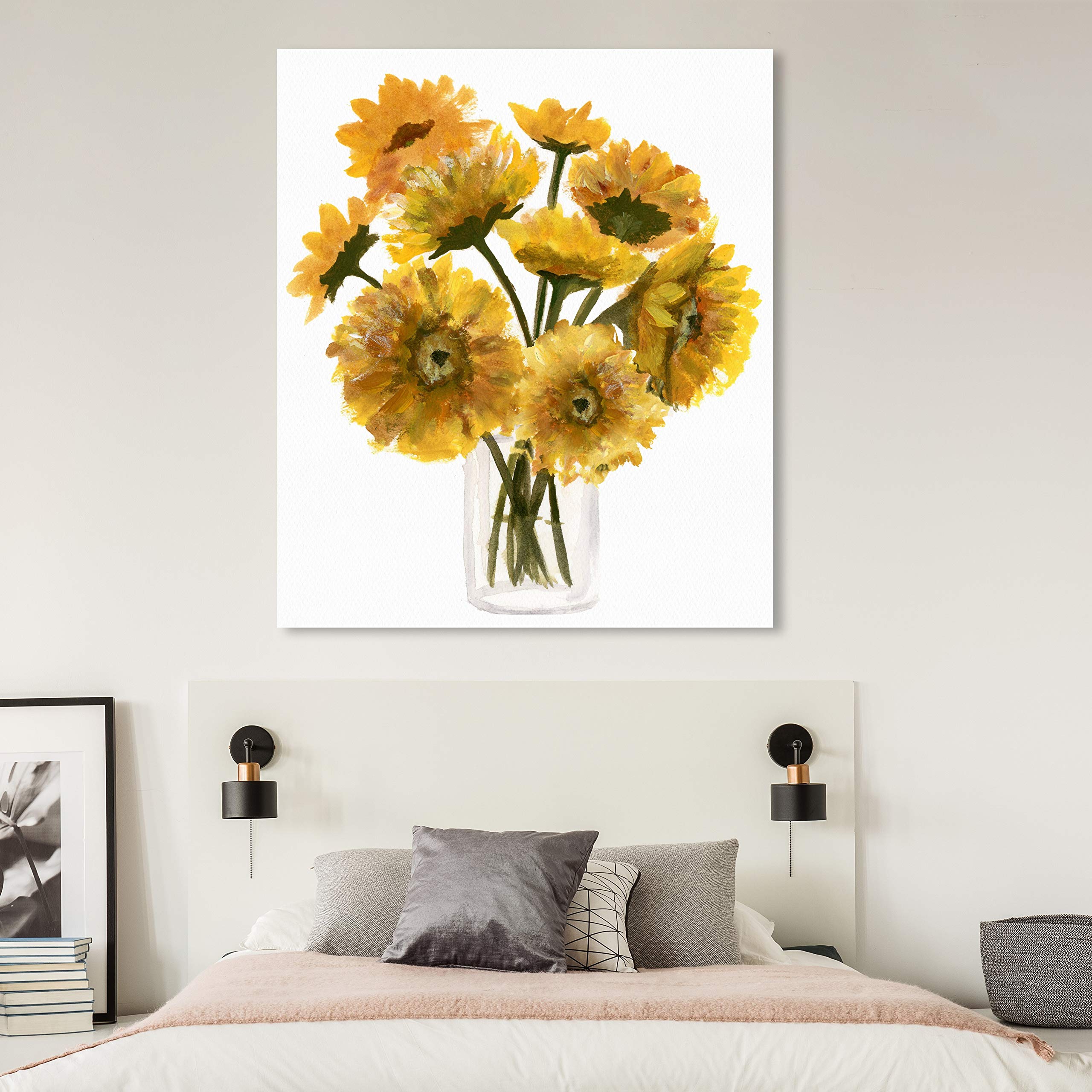 Oliver Gal Floral Wall Art Canvas Print 'Happy Daisies' - 30x36 Inch Yellow & White Home Decor for Living Room, Bedroom, Office - Modern Botanical Painting for Housewarming Gift & Interior Design