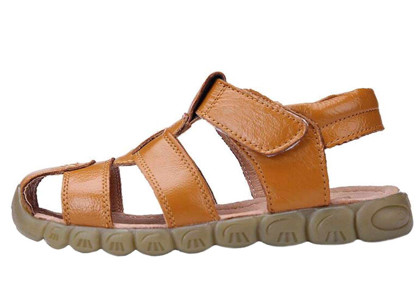 DADAWEN Kids Leather Closed Toe Sport Sandals for Boys & Girls - Breathable Outdoor Play Shoes for Toddler, Little Kid & Big Kid | Perfect for Beach, Park & Summer Adventures