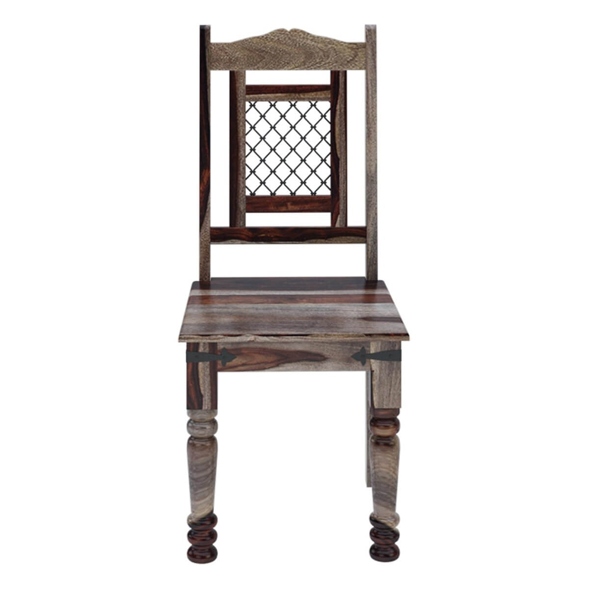 Florida Rustic Wood and Wrought Iron Dining Chair - Farmhouse Style Kitchen & Patio Seating for Home Decor