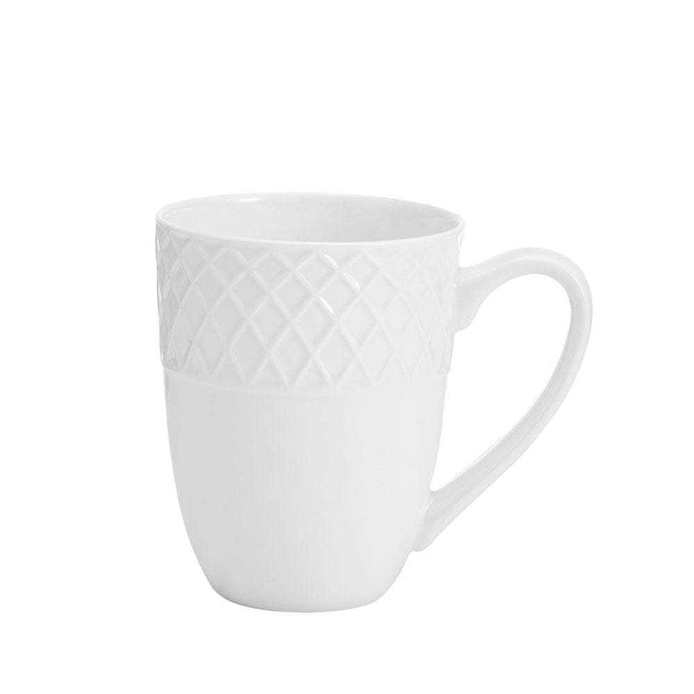 Premium White Trellis Design Coffee Mugs - Set of 4 Ceramic Cups for Tea, Hot Chocolate & Cappuccino - Perfect for Home, Office & Gift Giving