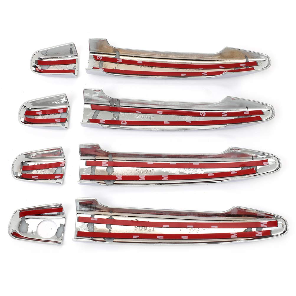 4pcs Chrome Plated ABS Car Door Handle Covers for Toyota Highlander 2008-2013 & Camry 2007-2011 - Exterior Side Door Handle Protector Trim for Driver & Passenger Side - Upgrade Your Vehicle's Style & Protection (Perfect for Car Detailing, Auto Accessories Upgrade)