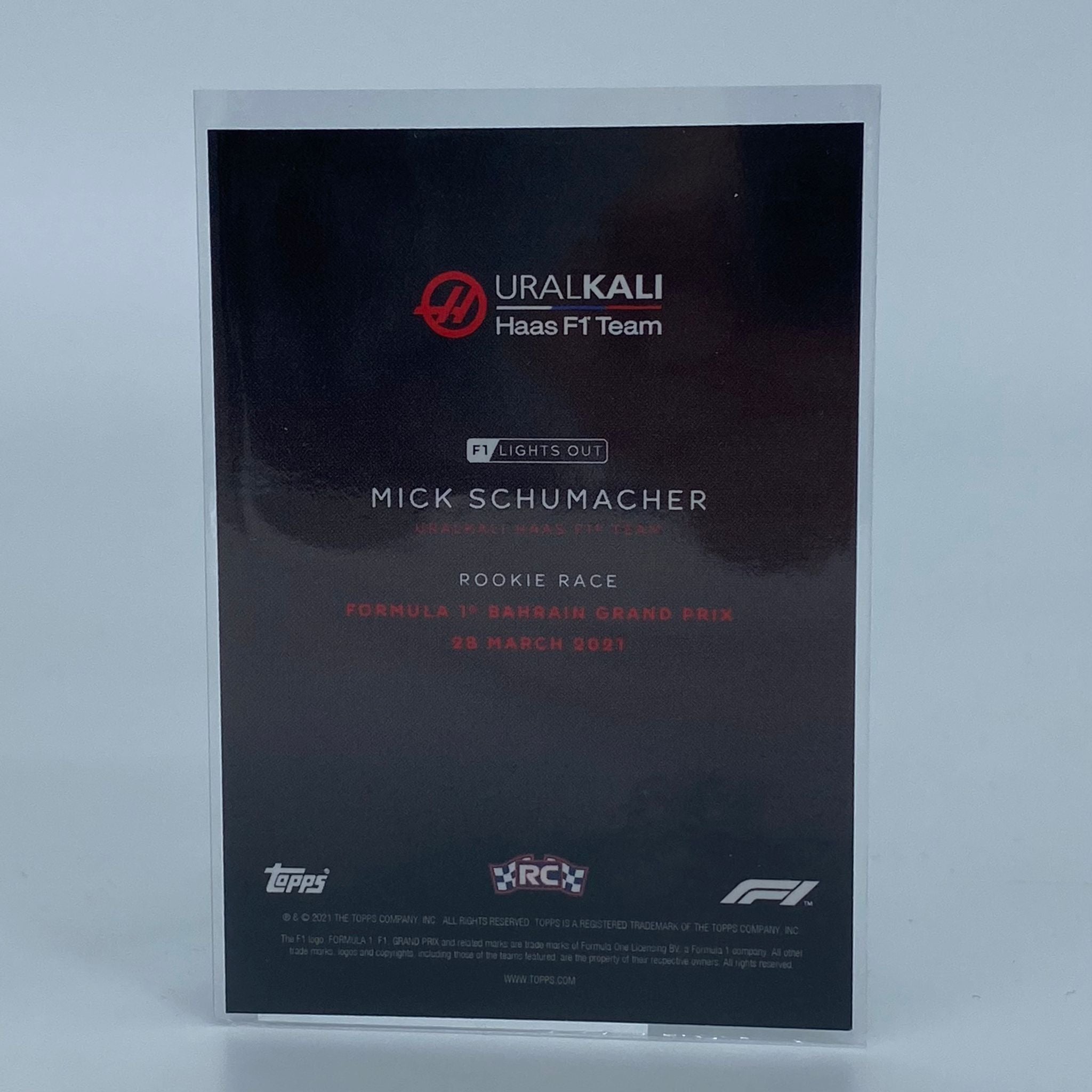 99 Mick Schumacher Rookie Race Blue Parallel Collectible Trading Card - Perfect for F1 Fans, Sports Memorabilia Collectors and Racing Enthusiasts