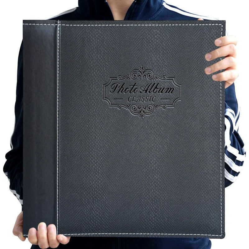 Premium Leather Photo Album with Magnetic Self-Stick Pages - Classic Scrapbook for Wedding, Baby, Family Memories & Travel Keepsakes