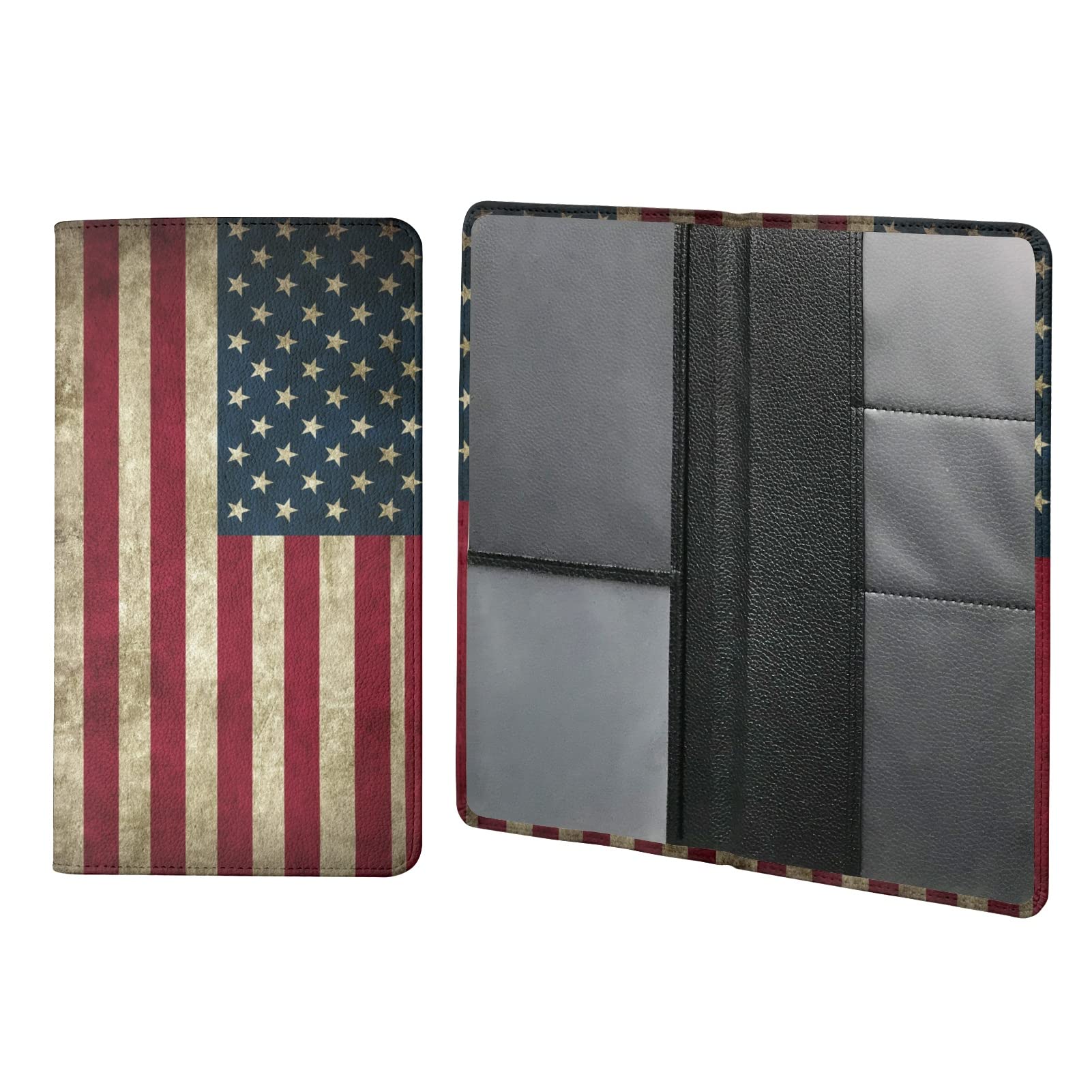 JEOCODY American Flag Car Registration & Insurance Card Holder - Glovebox Organizer for License, ID, Credit Cards - Vehicle Document Organizer with Key Contact Slots | Perfect for Road Trips & Daily Commute