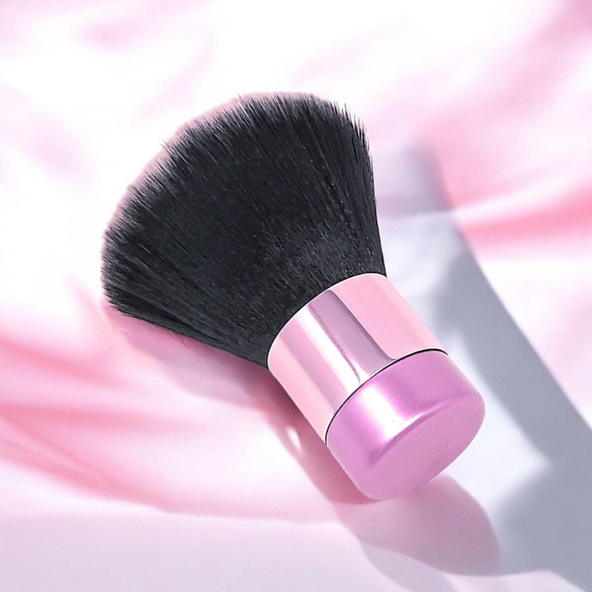 BevyGold Large Kabuki Brush - Soft Fluffy Powder Brush for Face & Body, Multipurpose Makeup & Spray Tan Finishing Tool - Perfect for Professional Salon & Home Beauty Use (Pink)