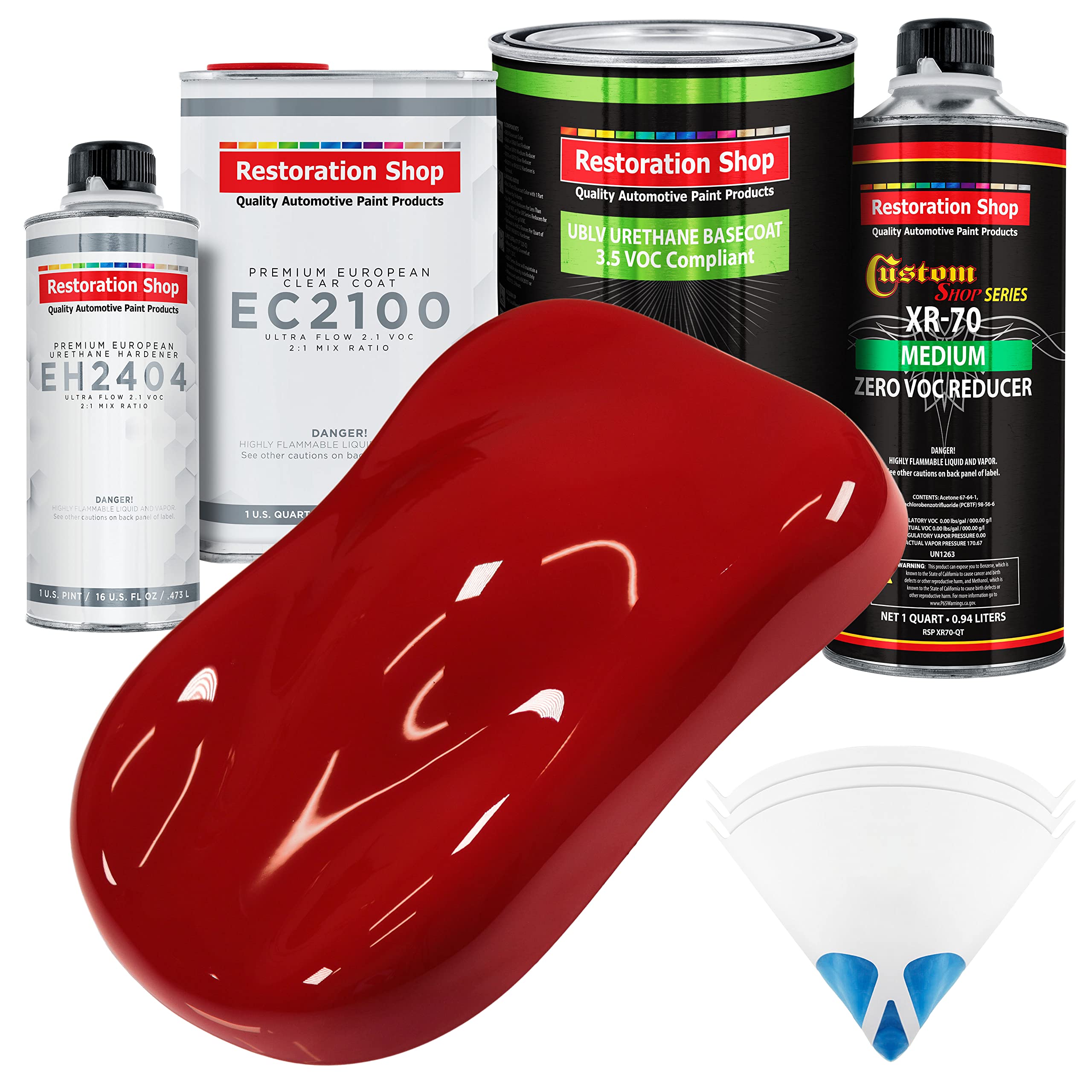 Restoration Shop Regal Red Low VOC Urethane Basecoat with European Clearcoat - Complete Quart Automotive Paint Kit for Cars, Trucks & Motorcycles - Professional Auto Body Repair & Custom Paint Jobs