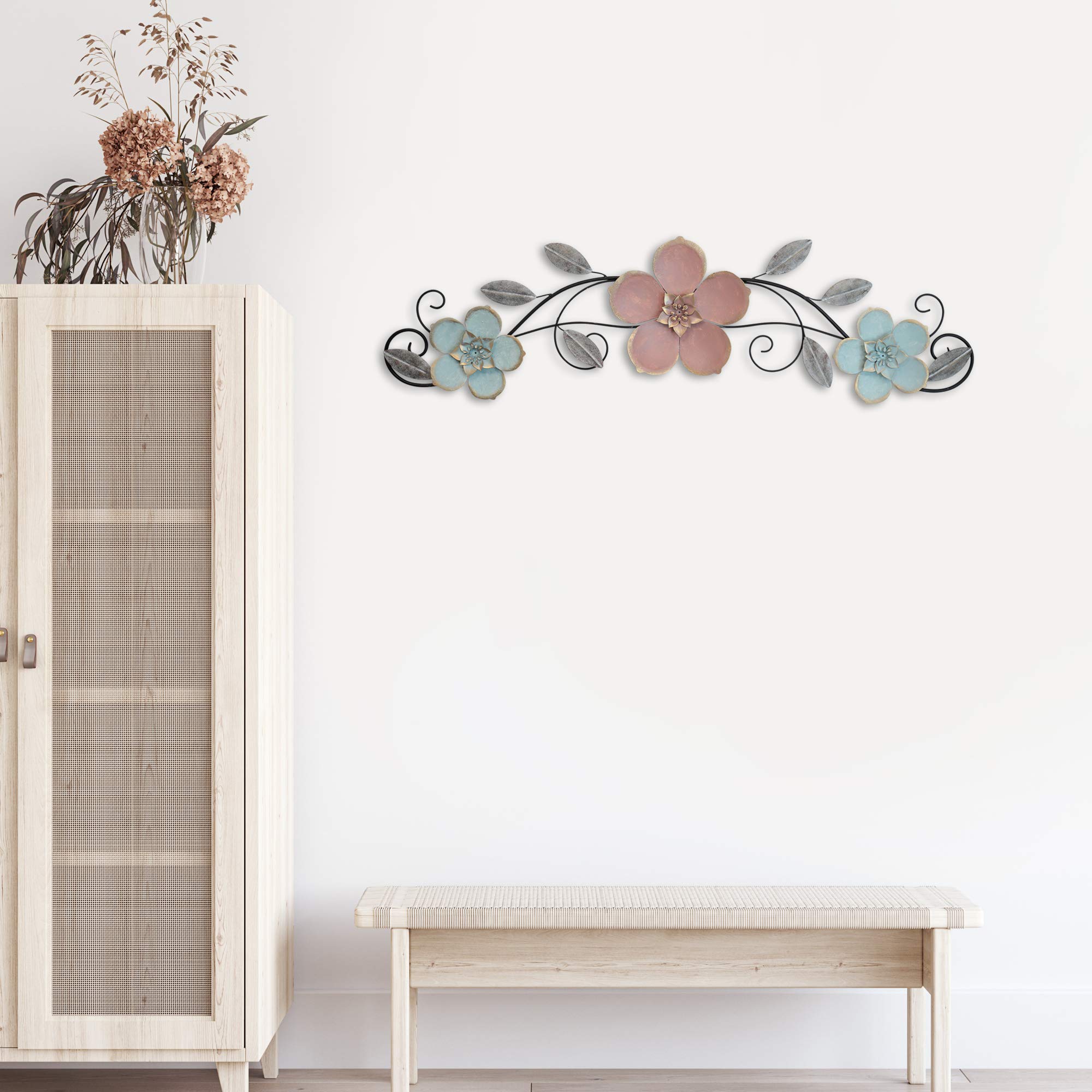 Stratton Floral Over The Door Decor - Extra Large Wall Hanging for Home & Office