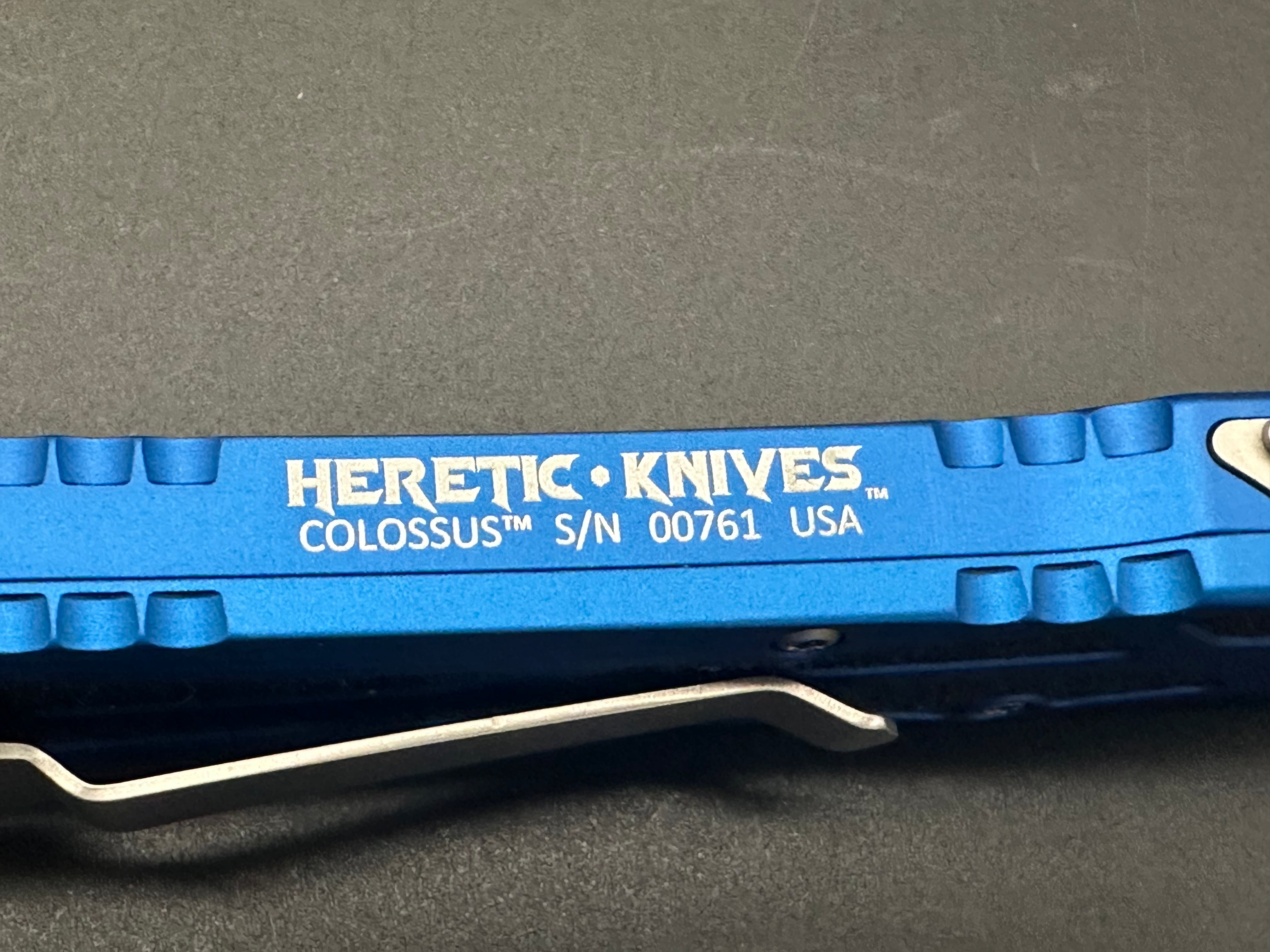 Heretic Knives Colossus HO39 2B BLU Magnacut Folding Pocket Knife - Premium EDC Tactical Knife for Outdoor Camping, Hunting & Survival Gear