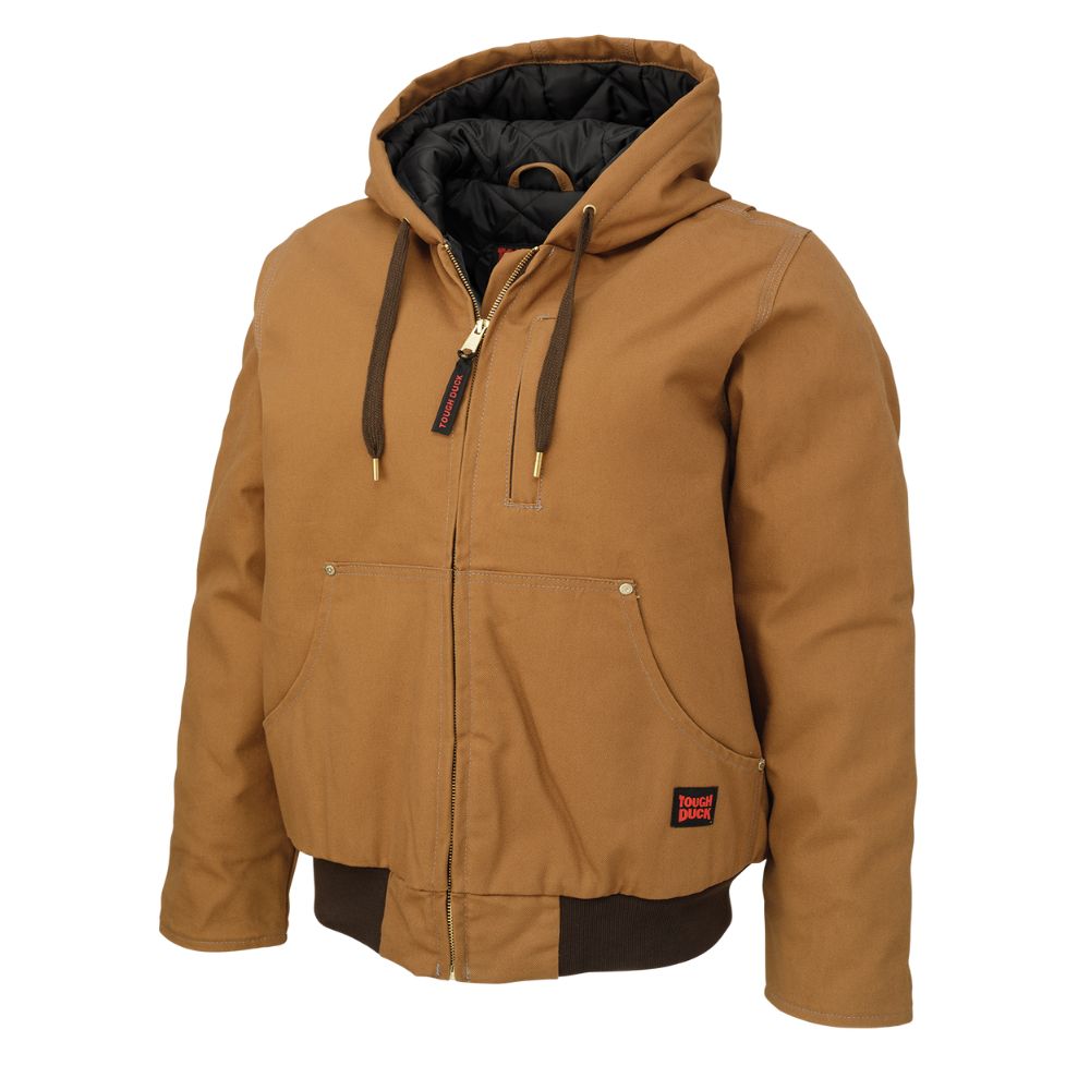 Tough Duck Women's Work Bomber Jacket WJ32 - Durable Brown Duck Canvas Jacket for Outdoor Work, Construction & Cold Weather Protection
