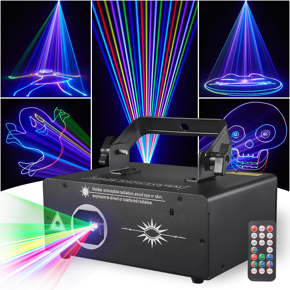 Gruolin 3D Animation DJ Laser Stage Lights - Full Color DMX512 & Sound Activated Lighting System for Disco, Party, Bar, Club & Stage Performances | Perfect for Nightclubs, Concerts, and Home Entertainment