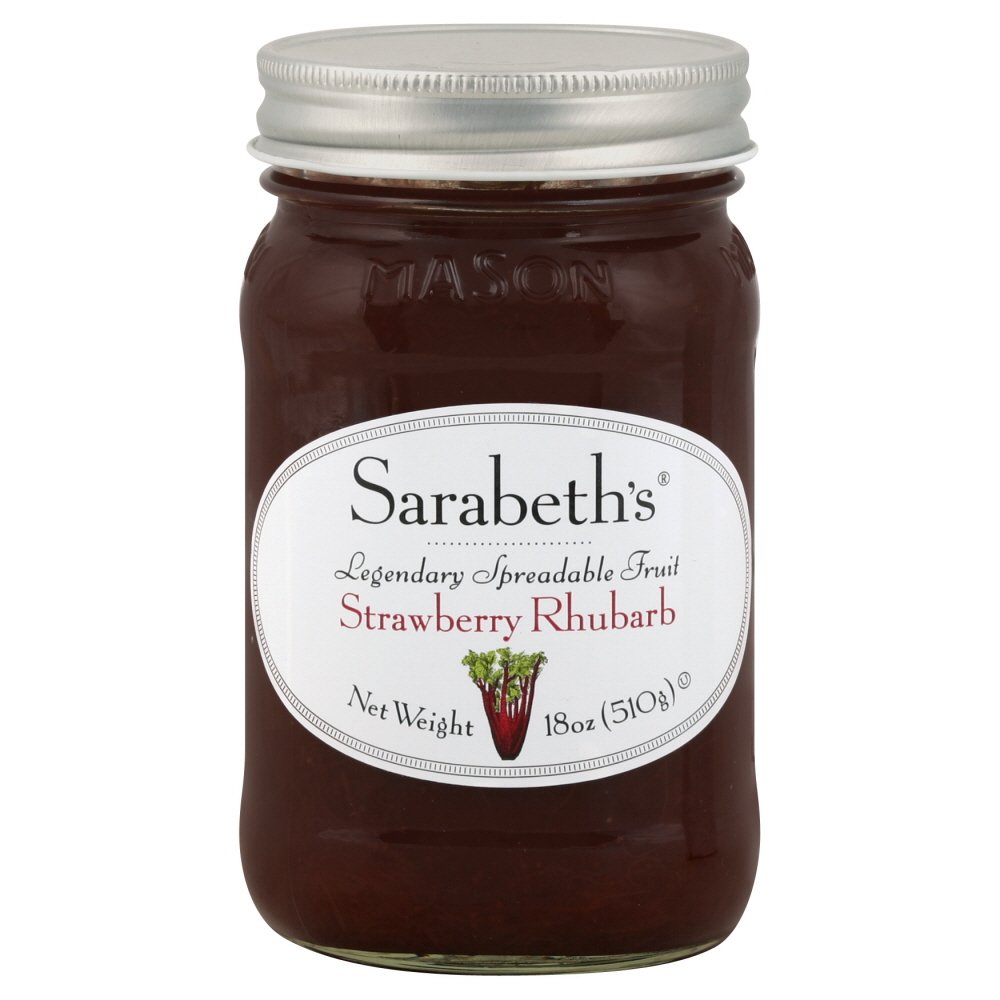 Sarabeth's Premium Strawberry Rhubarb Fruit Spread - 1.17 Pound Jar, All-Natural Preserves for Breakfast, Toast, Yogurt & Desserts | Gourmet Jam for Pancakes, Scones & Tea Time