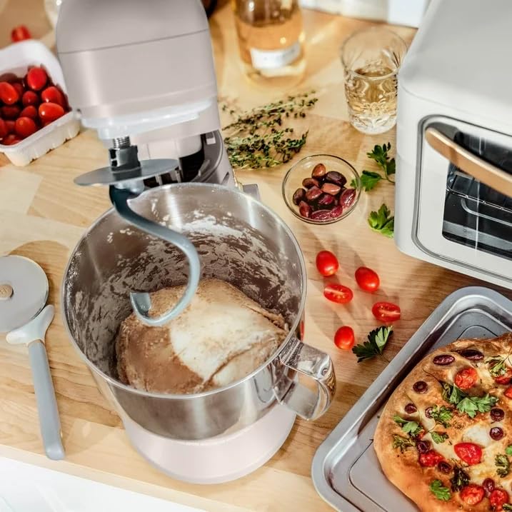 5.3 Qt Stand Mixer with Tilt-Head - 300W Powerful Motor, 12 Speed Settings, Lightweight Design - Includes Beater, Whisk, Dough Hook & Splash Shield - Perfect for Baking Cakes, Cookies, Bread & More - Drew Barrymore Collection (Porcini Taupe)