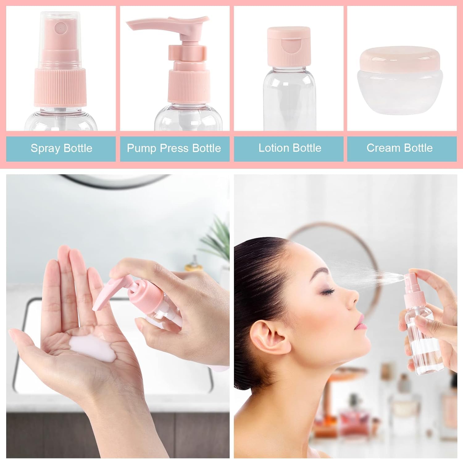 12Pcs Travel Bottle Set for Toiletries - Leak-Proof 60ml Squeezable Containers with Bag for Lotion, Shampoo & Skincare | Perfect for Air Travel, Gym, Camping & Vacation Essentials