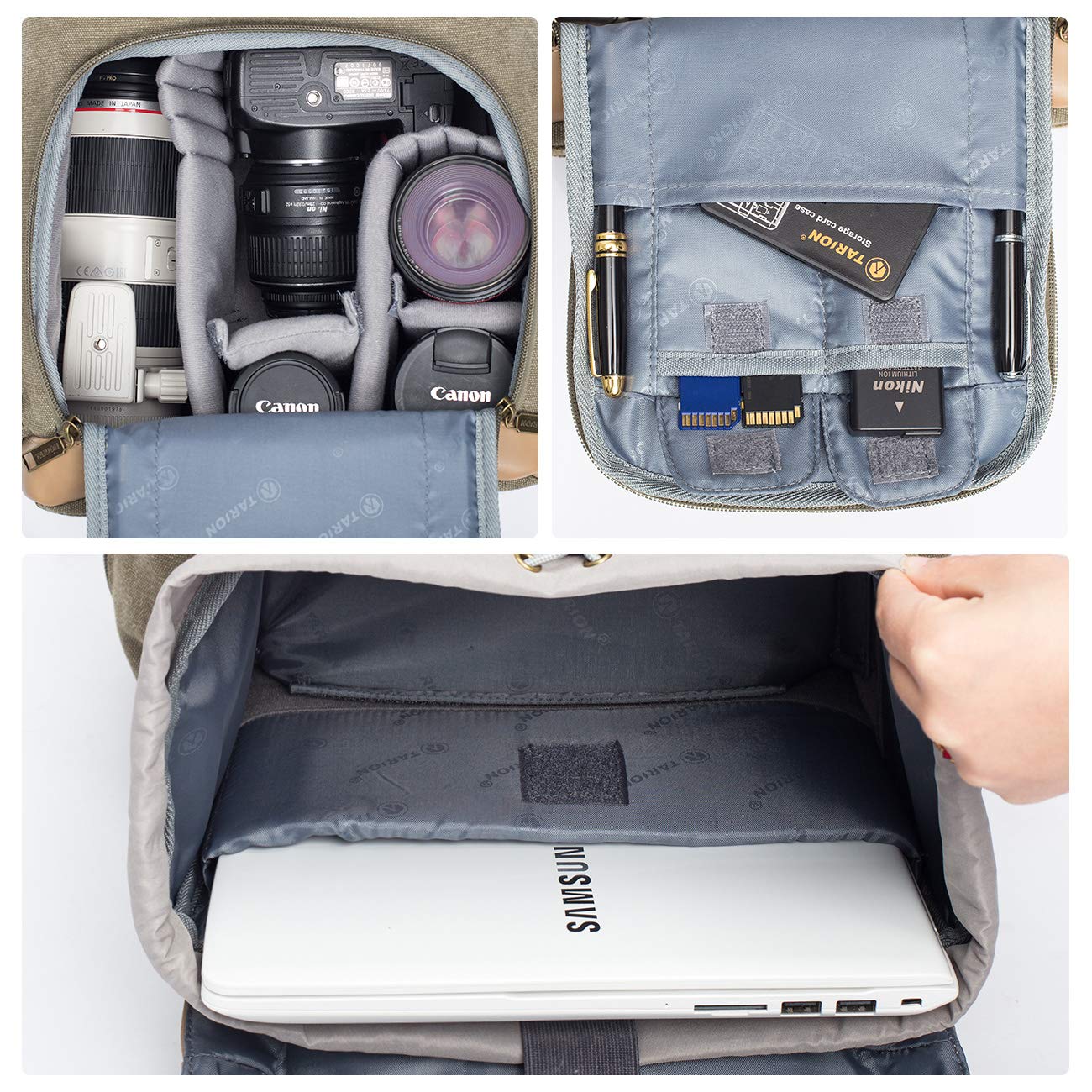 Vintage DSLR Camera Backpack with Laptop Compartment - Waterproof Photography Bag for Travel & Outdoor Shooting