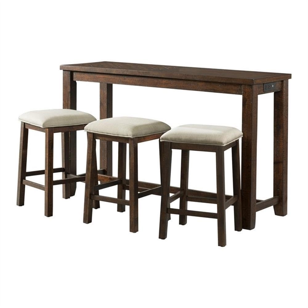 Picket House Furnishings Dex Multipurpose Bar Table Set - 36 Inch Brown Counter Height Dining Table with 2 Stools - Perfect for Kitchen, Breakfast Nook, Small Space & Home Bar Setup