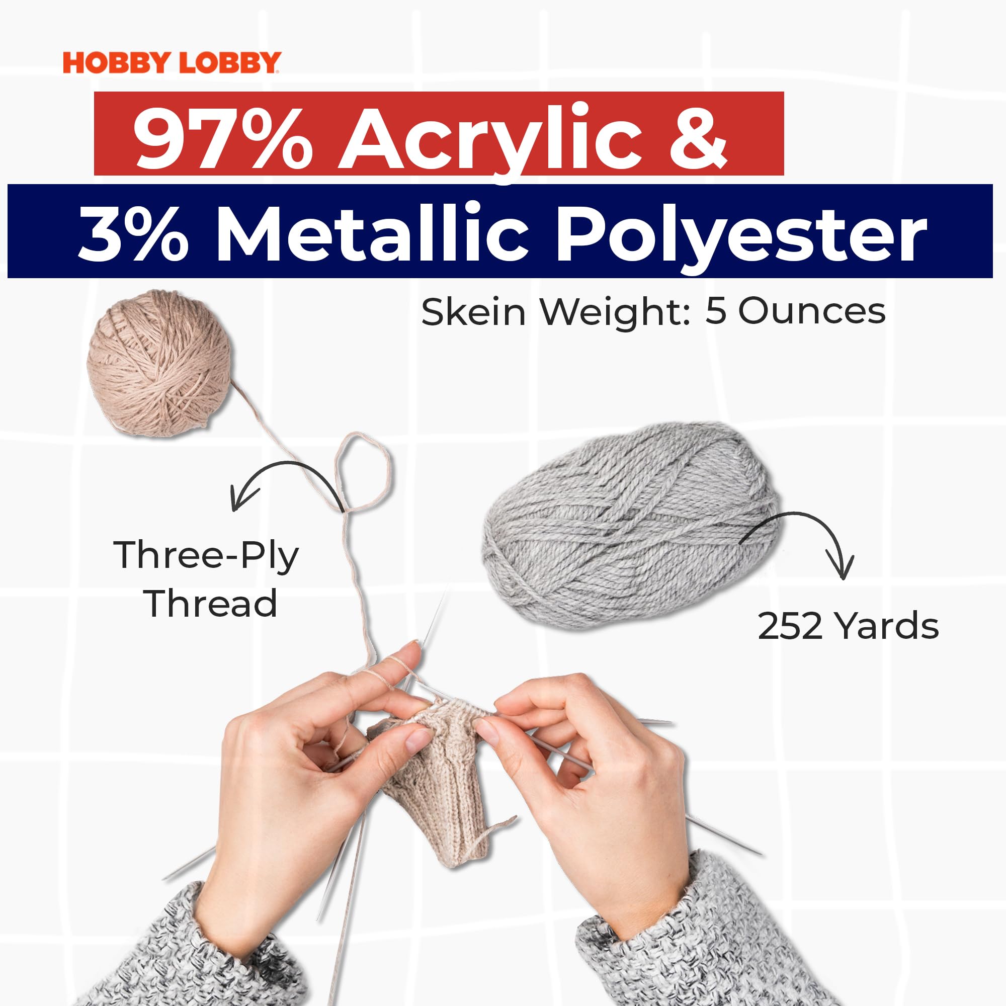 Soft Acrylic Metallic Yarn for Crocheting & Knitting - 252 Yards 97% Acrylic 3% Polyester DIY Yarn - Perfect for Blankets, Hats, Scarves & Home Decor - Premium Crafting Yarn for Beginners & Professionals