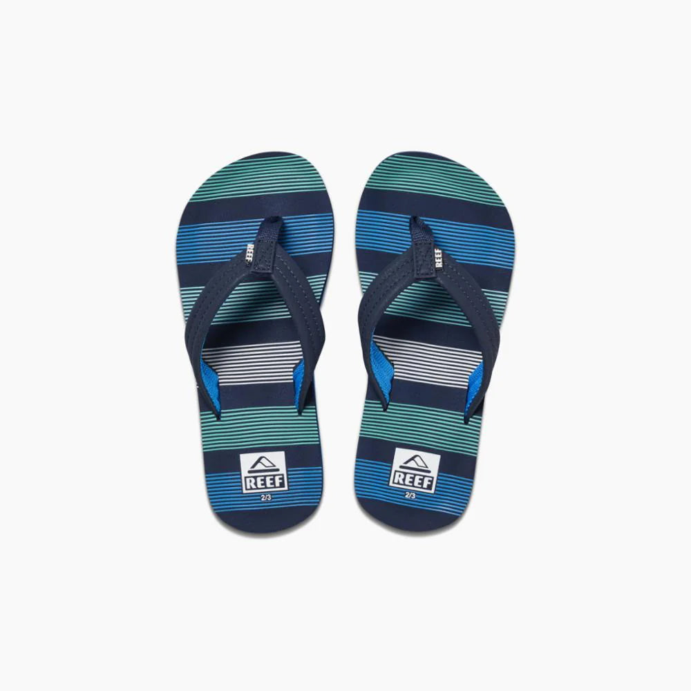 Reef Deep Sea Stripes Ahi Kids' Sandals - Comfortable & Durable Water Shoes for Beach, Pool & Outdoor Play