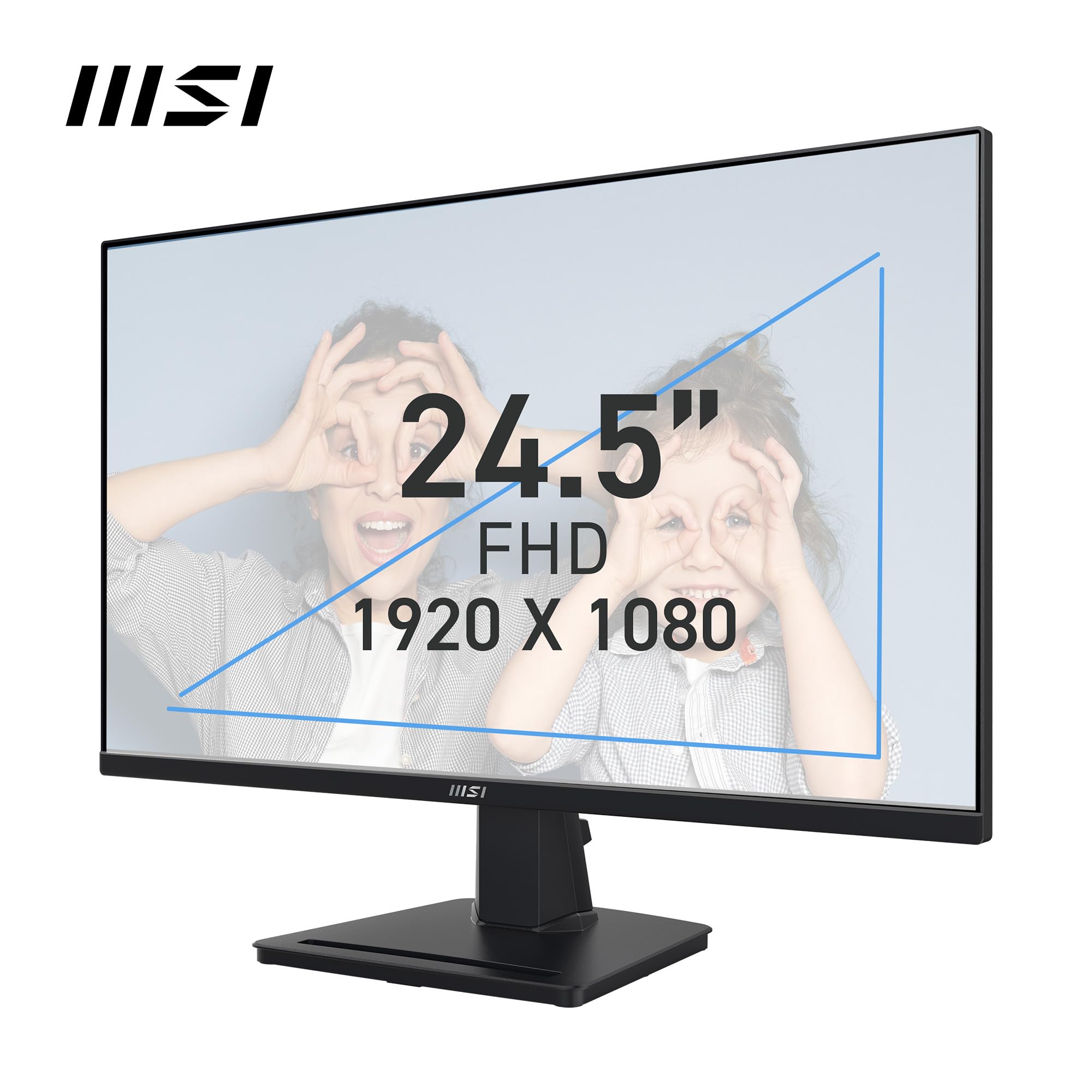 MSI PRO MP252 24.5 Inch Full HD Office Monitor - 1920x1080 IPS Panel, 100Hz Refresh Rate, Flicker-Free Eye Care Technology, Built-in Speakers, Tilt Adjustable Stand - HDMI 1.4b & VGA Ports for Home Office, Gaming, and Productivity Work