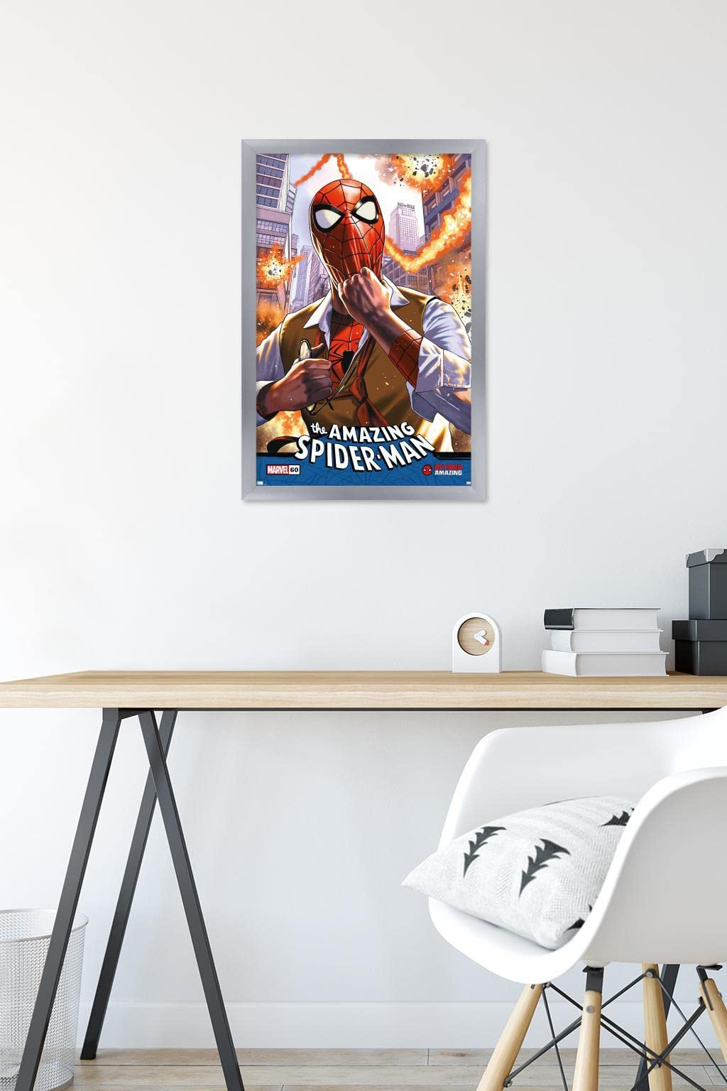 Marvel Comics Spider-Man: Beyond Amazing Wall Poster - 22.4x14.7 Inches Silver Framed Quick Change Cover | Home Decor, Office & Bedroom Wall Art for Superhero Fans