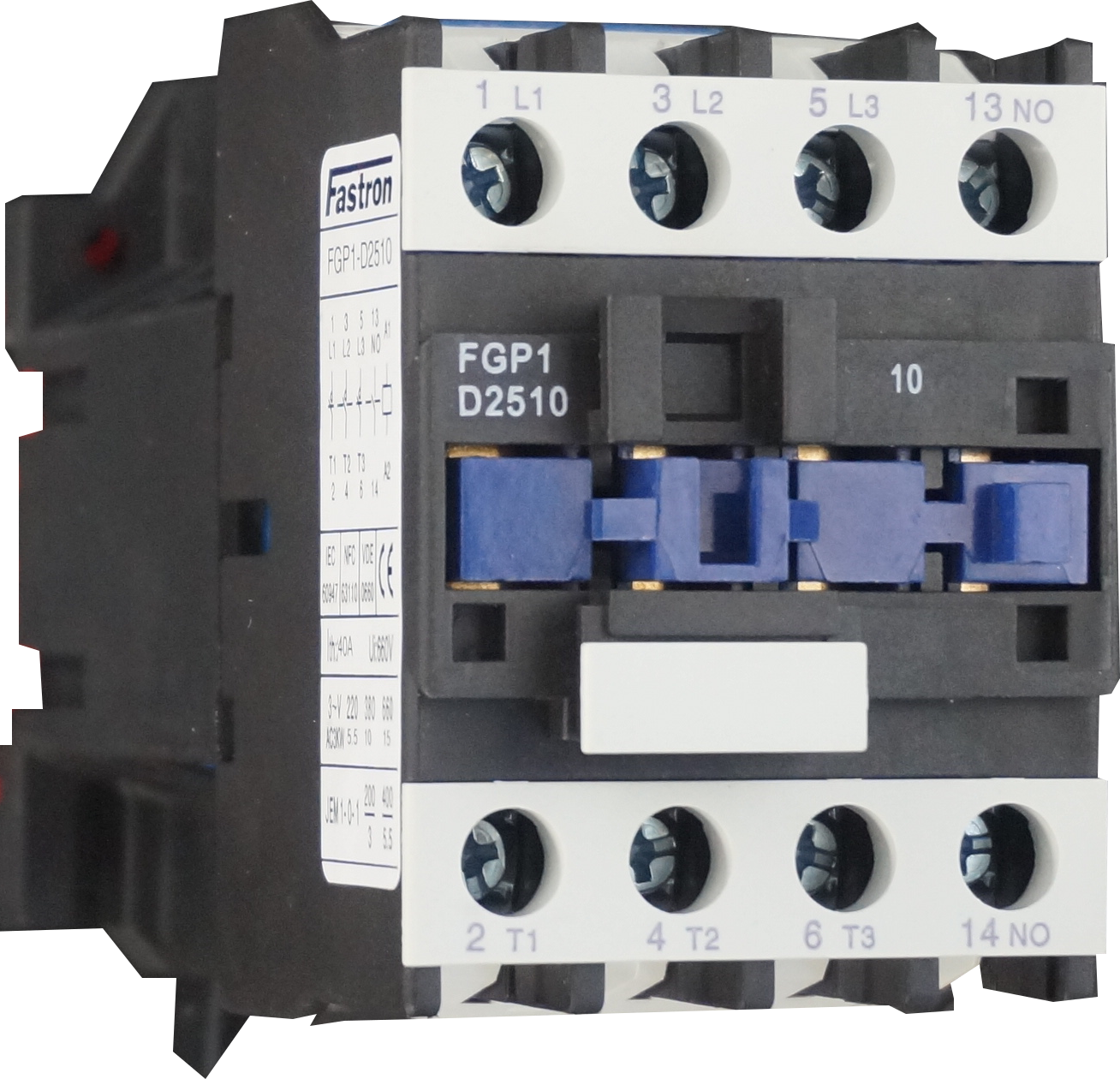 FGP1 D2510 24VDC AC Contactor 240VAC 4 Pole 4NO 25A (AC3) for 240V/400V/500V/690V - Ideal for Industrial Automation, HVAC Systems, and Motor Control Applications