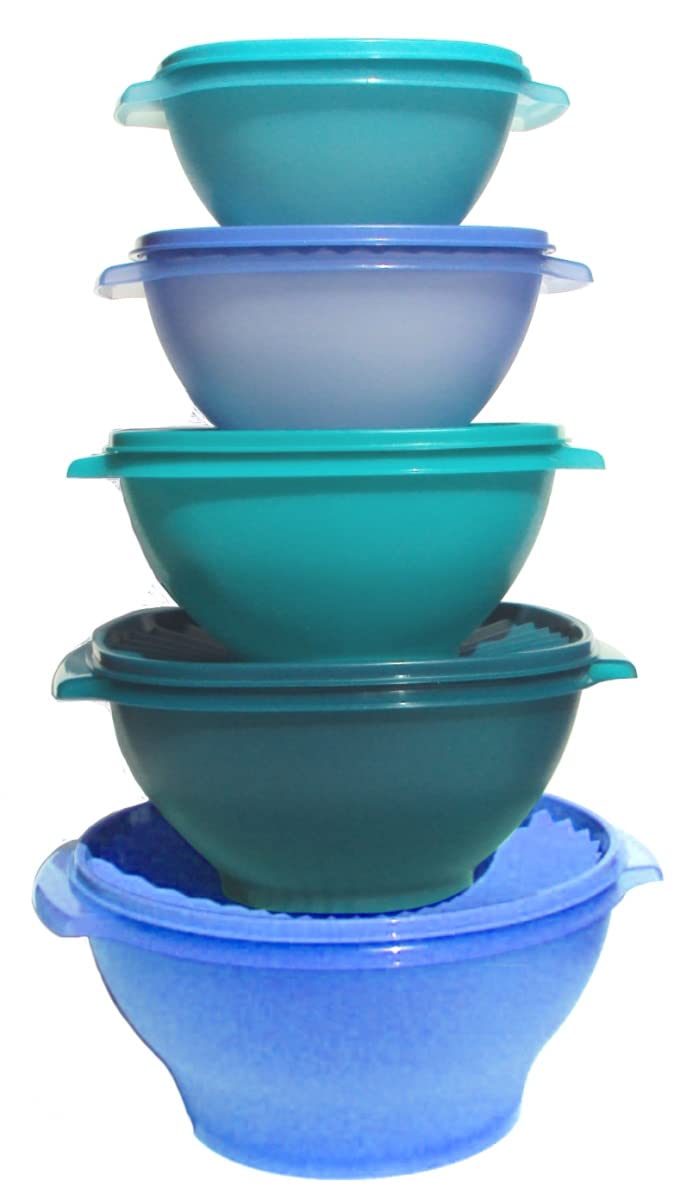 Premium Tupperware Classic Servalier Bowl Set - 10-Piece Food Storage Containers in Blue & Green | Airtight, Microwave Safe & Stackable for Meal Prep, Leftovers & Pantry Organization