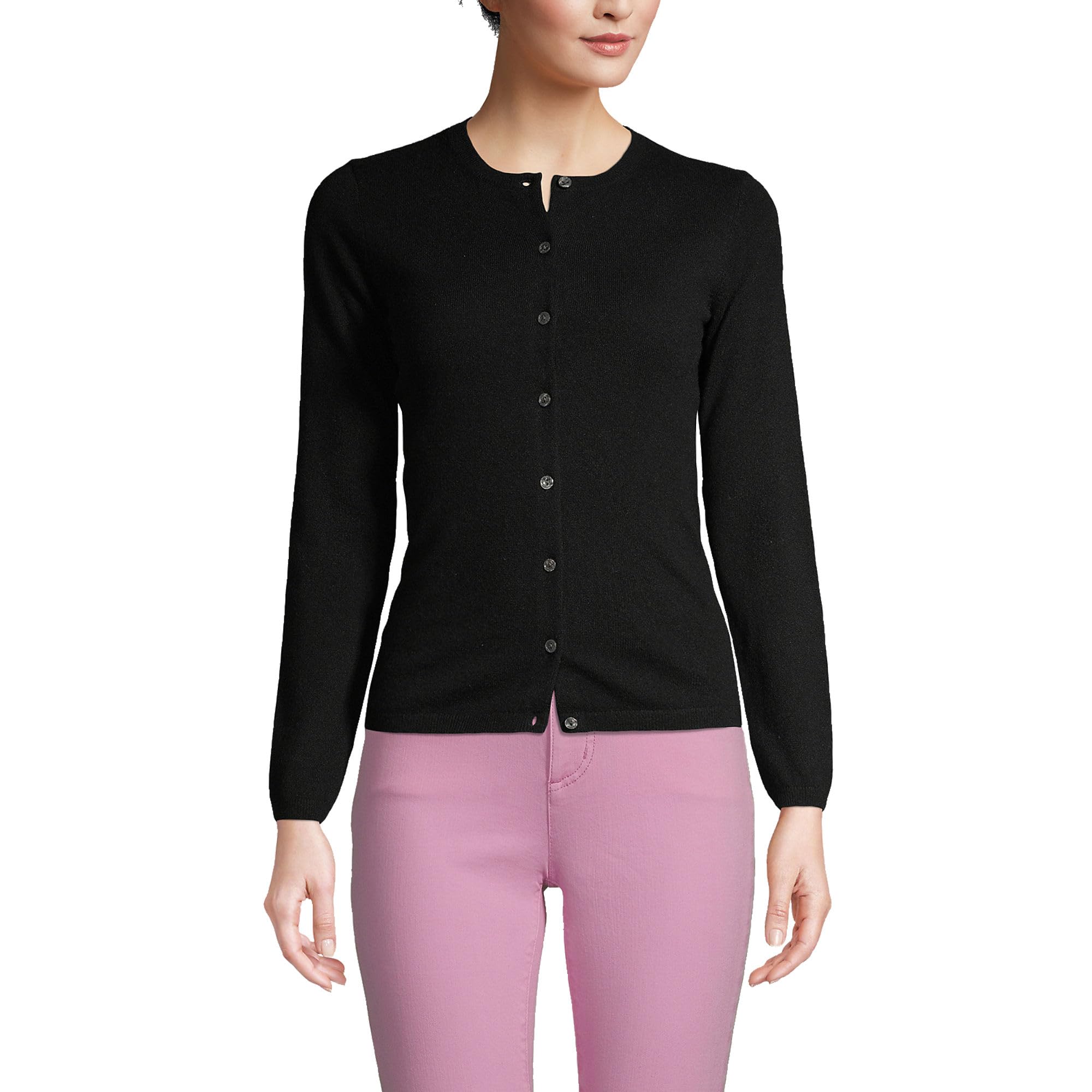 Lands' End Women's Soft Cashmere Cardigan Sweater - Cozy Knit Pullover for Fall & Winter - Perfect for Office, Travel and Casual Outfits