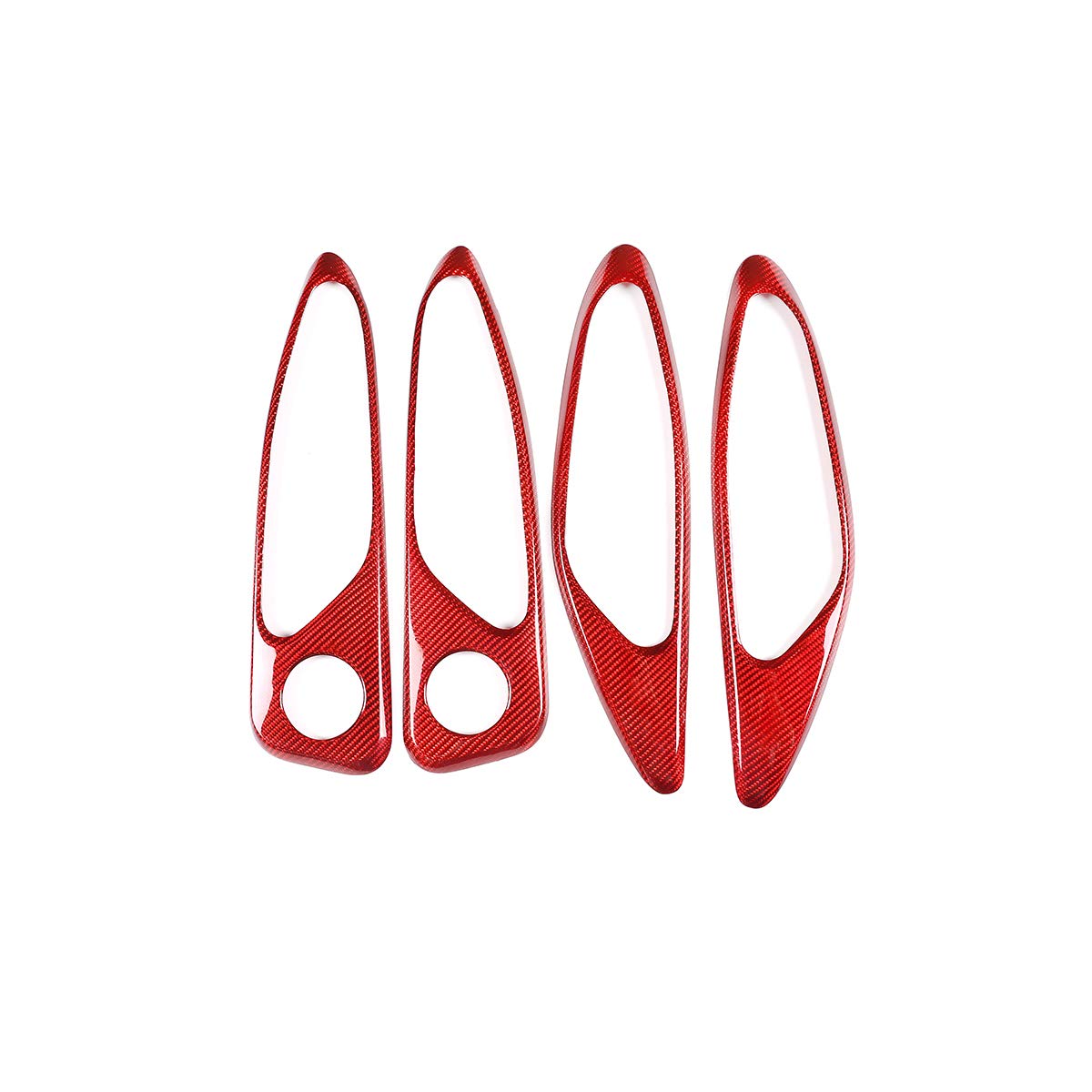 100% Real Carbon Fiber Car Interior Door Handle Frame Cover Trim Sticker for Alfa Romeo Giulia 2017-2020 - Premium Auto Accessories (Red) - Upgrade Your Luxury Car Interior & Protect Door Handles from Scratches