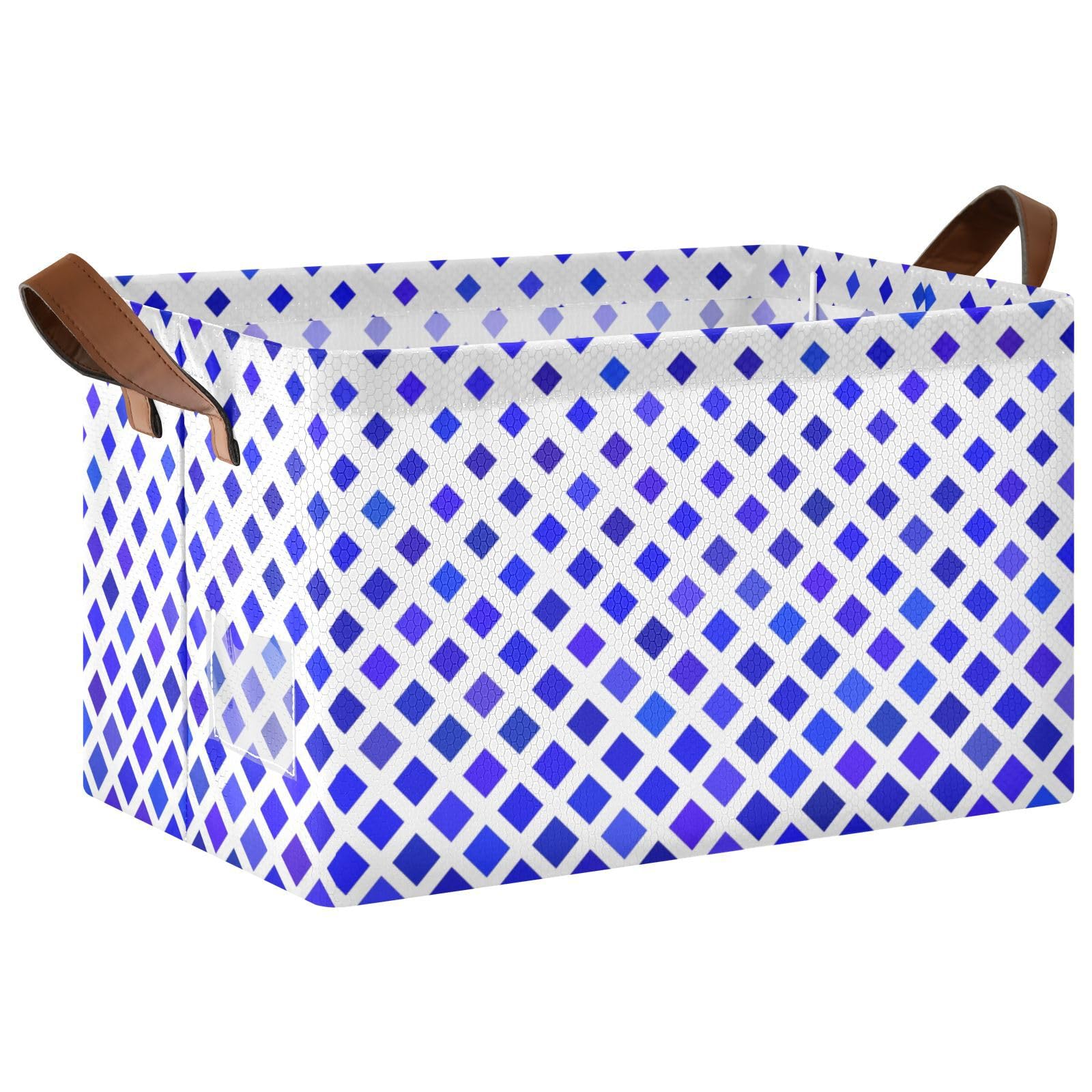 Blue Plaid Storage Baskets with Handles - 2 Pack for Closet, Playroom & Office