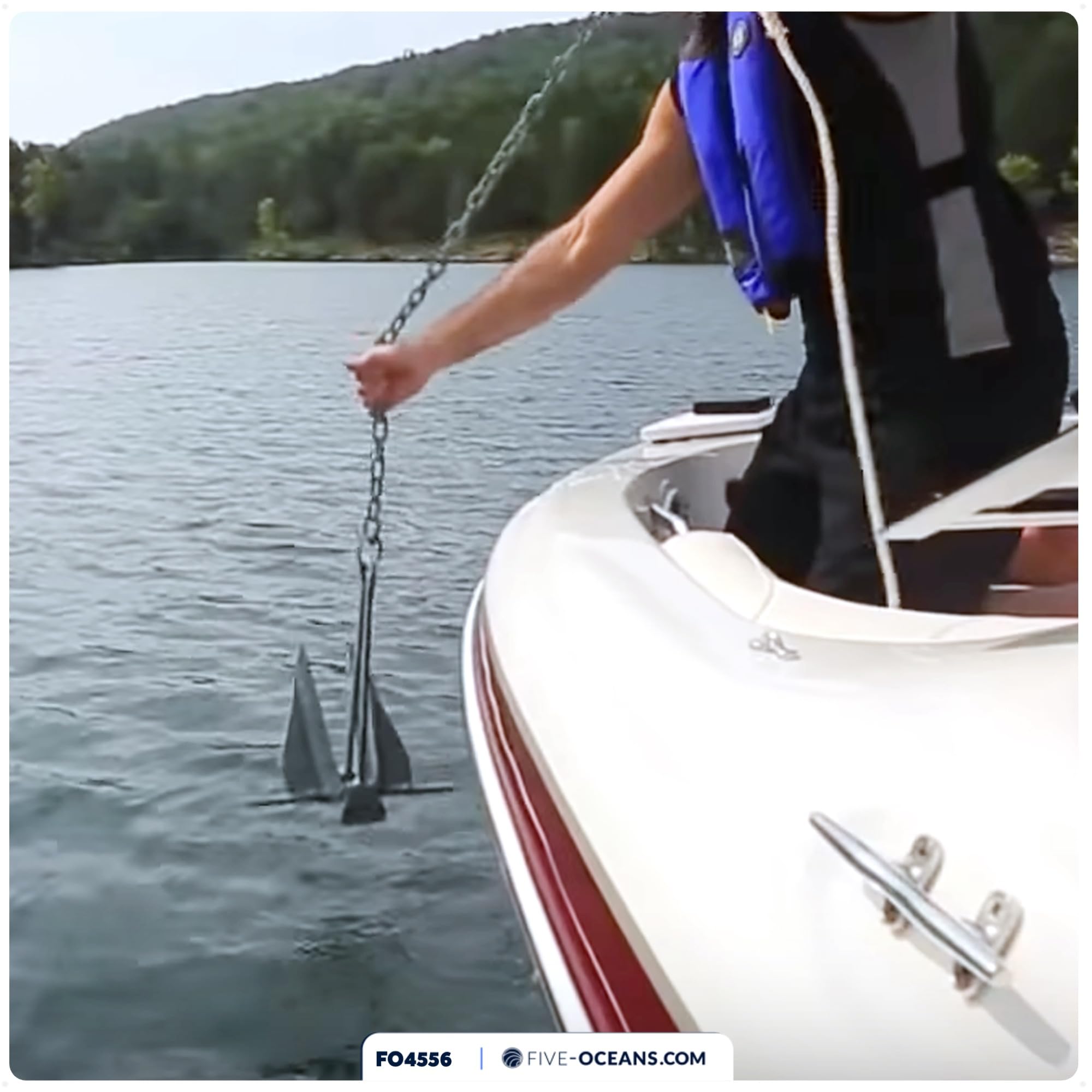 Five Oceans Heavy-Duty Galvanized Steel Fluke Boat Anchor with Slip Ring - Perfect for Kayaks, Dinghies, Paddleboards, Canoes & Personal Watercraft (Multiple Sizes Available) - Ideal for Fishing, Boating & Water Sports Adventures
