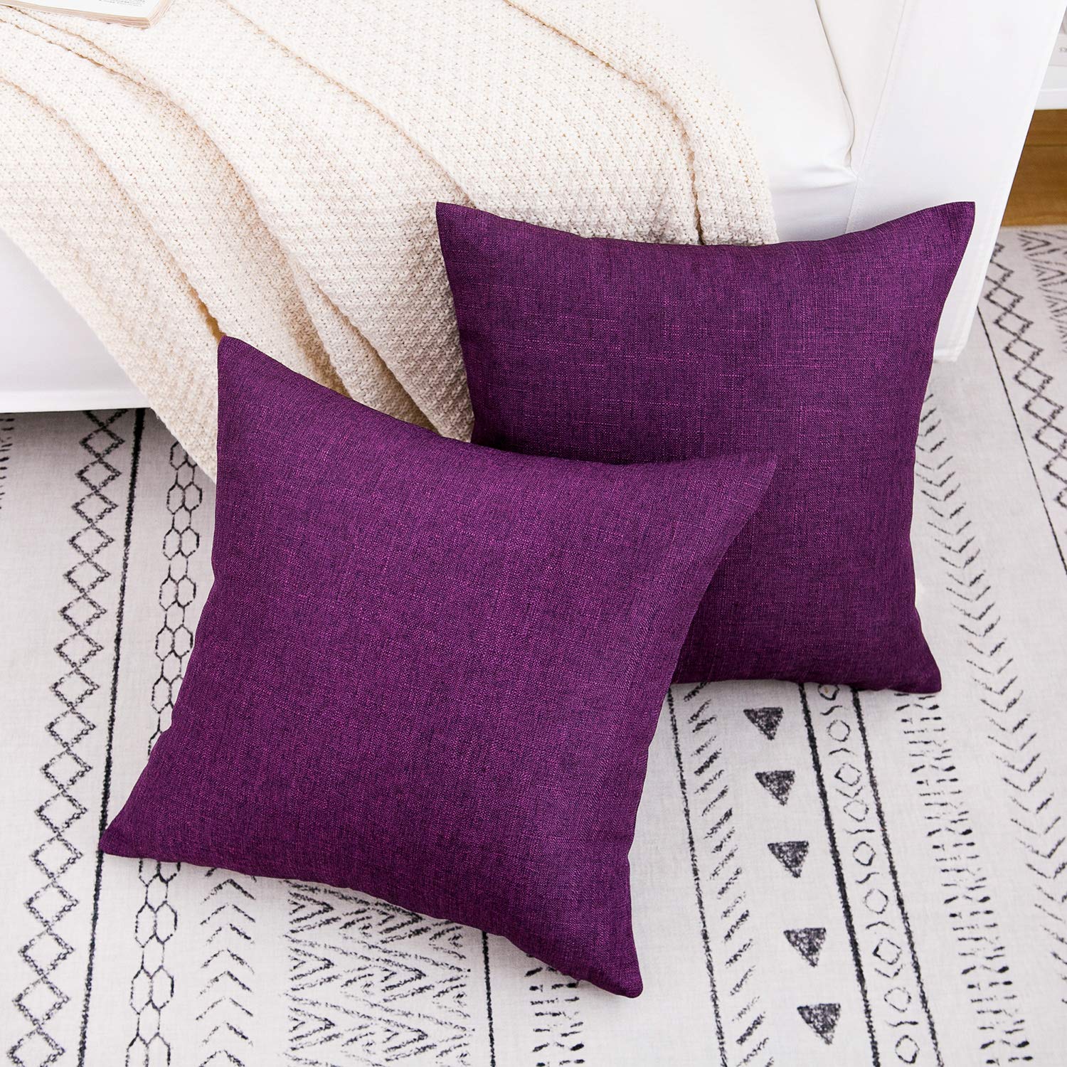 RainRoad Decorative Throw Pillow Covers 18x18 Inches (Pack of 2) - Soft Purple Couch & Bedroom Pillow Cases for Home Decor, Living Room, Sofa, Car Seat - Washable Cushion Covers for Comfort & Style