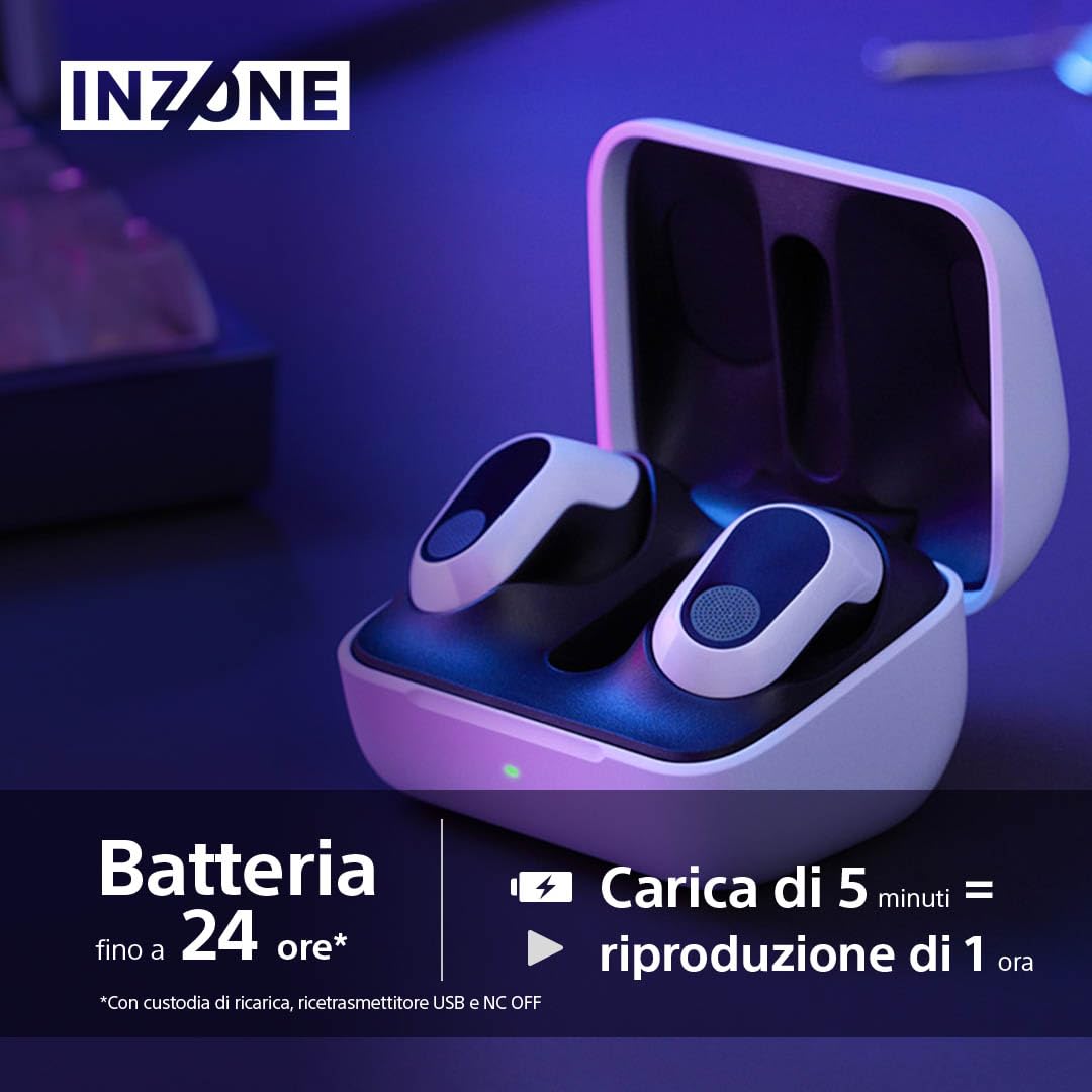 Sony Inzone Buds - True Wireless Gaming Earbuds with 360° Spatial Sound, AI Noise Cancelling, Low Latency Dongle, Compatible with PC & PS5 - White - Perfect for Competitive Gaming & Immersive Entertainment