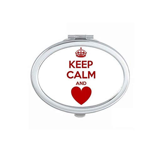 DIYthinker Red Keep Calm and Love Mirror - Portable Folding Double-Sided Makeup Mirror for Travel, Home & Vanity | Compact Handheld Glass for On-the-Go Touchups