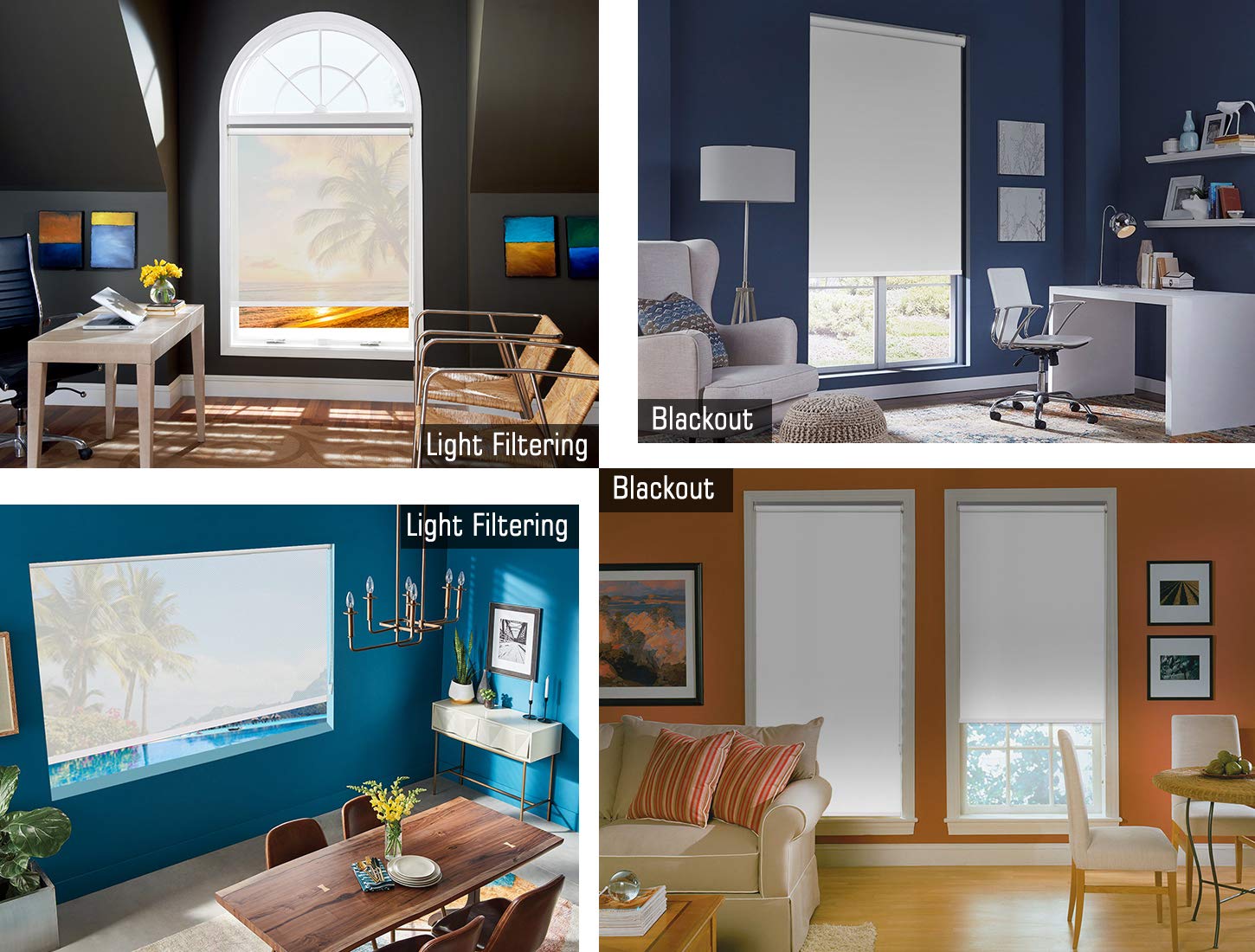 MiLin 100% Blackout Roller Shades - Custom Size Window Blinds for Home & Office | Light Gray 38