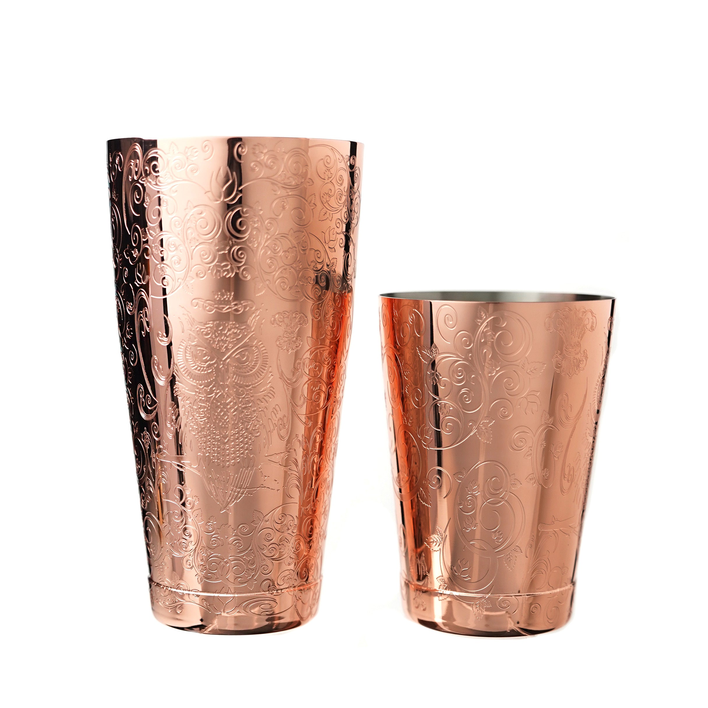 Premium Boston Cocktail Shaker Set - 28oz Copper Owl Design for Professional Bartenders & Home Mixologists | Perfect for Crafting Martinis, Mojitos & Classic Cocktails at Parties & Bars