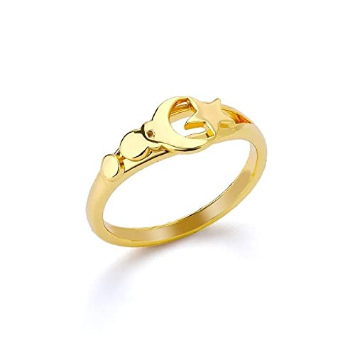 Minimalist Moon and Star Rings for Women - Simple Round Fashion Jewelry in Gold or Silver | Elegant Space-Themed Rings for Everyday Wear, Gifts, and Special Occasions