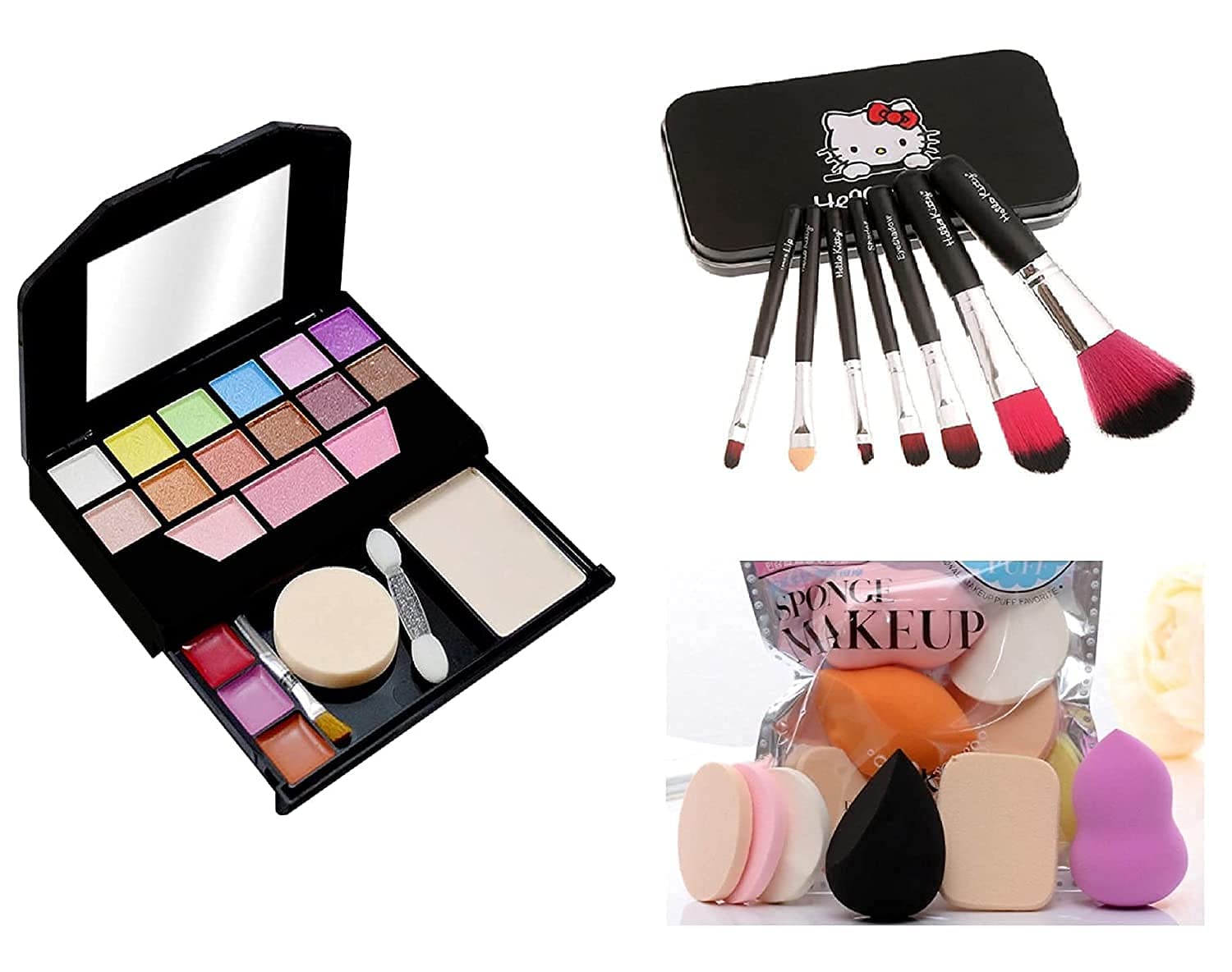 Foozby Professional Makeup Kit for Girls - 10-Piece Cosmetic Set with Premium Makeup Brushes & Blending Sponges | Perfect for Teens, Beginners & Makeup Practice | Birthday Gifts & Party Makeovers
