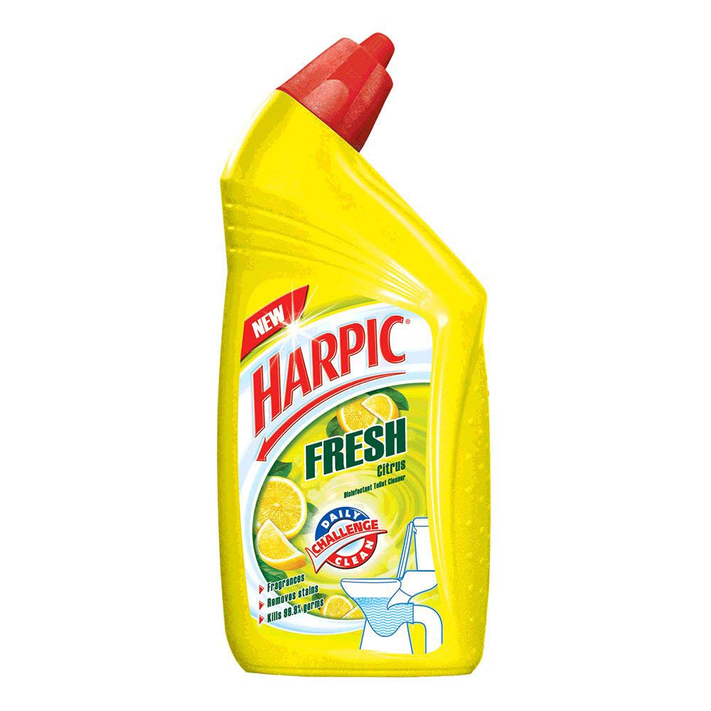 Harpic Fresh Citrus Disinfectant Toilet Cleaner Liquid - 500ml | Kills 99.9% Germs & Bacteria | Bathroom, Toilet & Sink Cleaning | Fresh Citrus Scent
