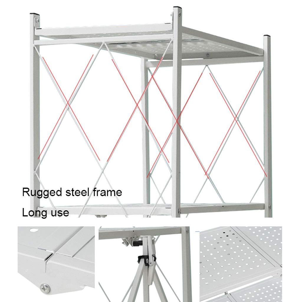 3-Tier Foldable Metal Printer Stand - Space Saving Desktop Organizer for Printer & Copier, No Installation Needed - Perfect for Home Office & Workspace Storage Solutions