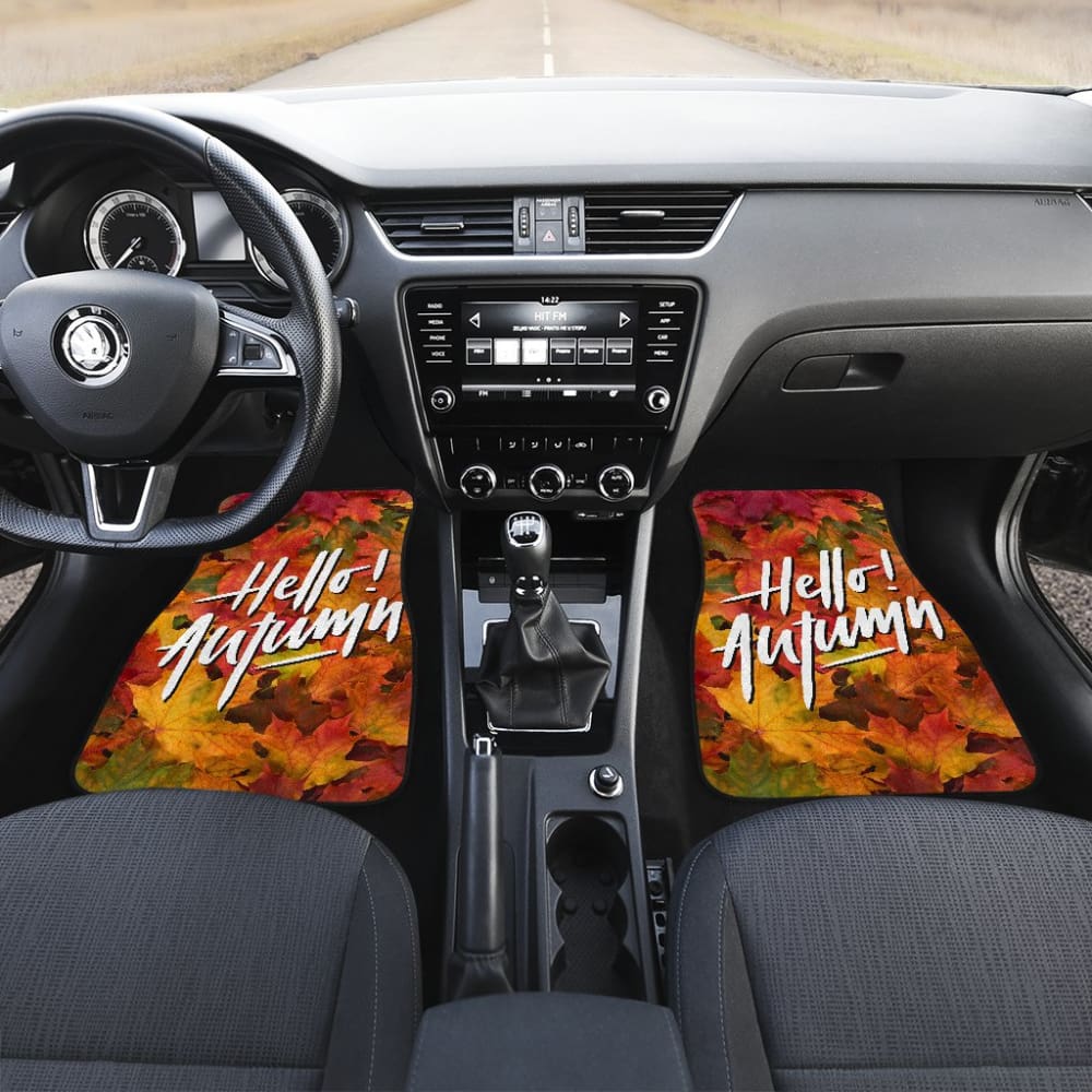 Premium Hello Autumn Quote Car Floor Mats - All-Weather Protection for Fall Season | Perfect for SUVs, Sedans & Trucks