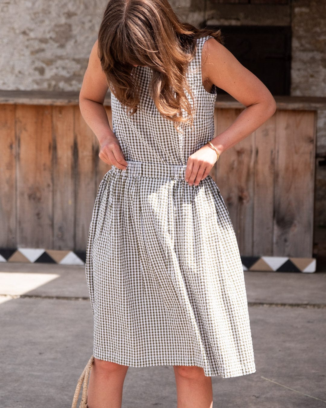 Jordan Women's Cotton Casual Skirt - Olive Green Gingham Checkered Skirt | Summer Beach Outfit, Casual Wear & Street Style Fashion