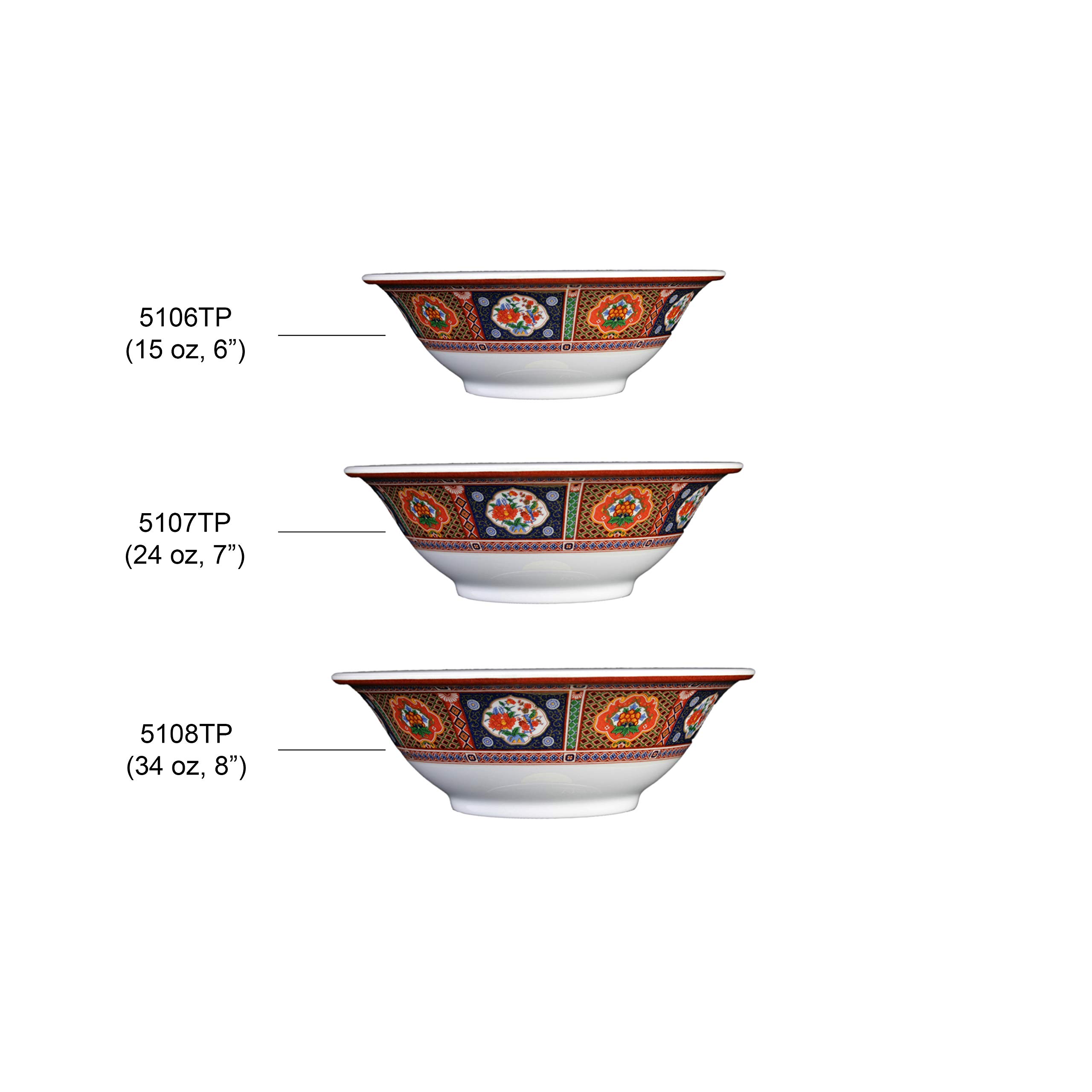 Thunder Group 24 oz Peacock Melamine Deep Bowl (7 Inch) - Set of 12 Durable Plastic Dinnerware for Outdoor Dining, Picnics & Party Serving