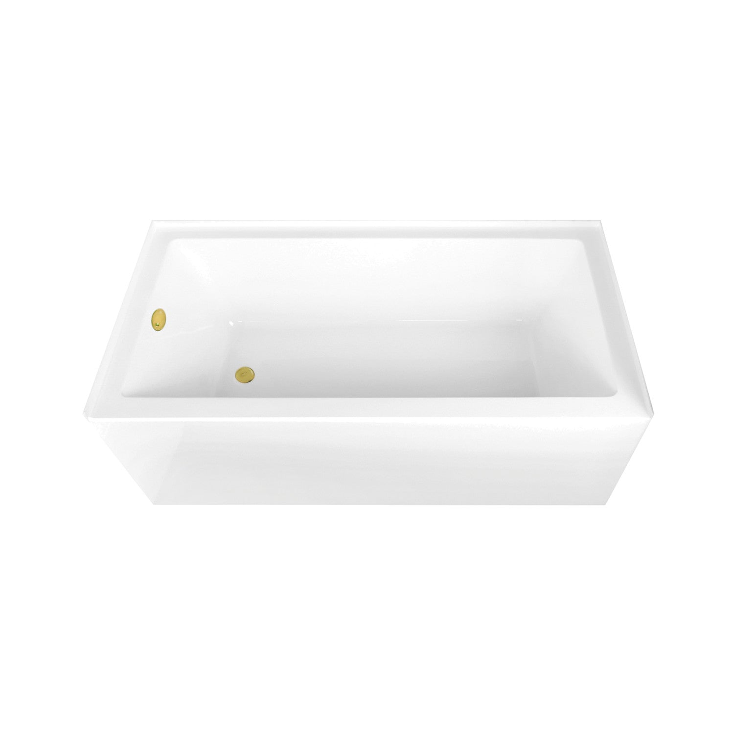 Aqua Eden 66 Inch Acrylic Rectangular 3 Wall Alcove Bathtub Combo with Waste & Overflow Drain - Glossy White/Polished Brass (Left Hand Drain) | Freestanding Soaking Tub for Modern Bathroom & Spa Retreat
