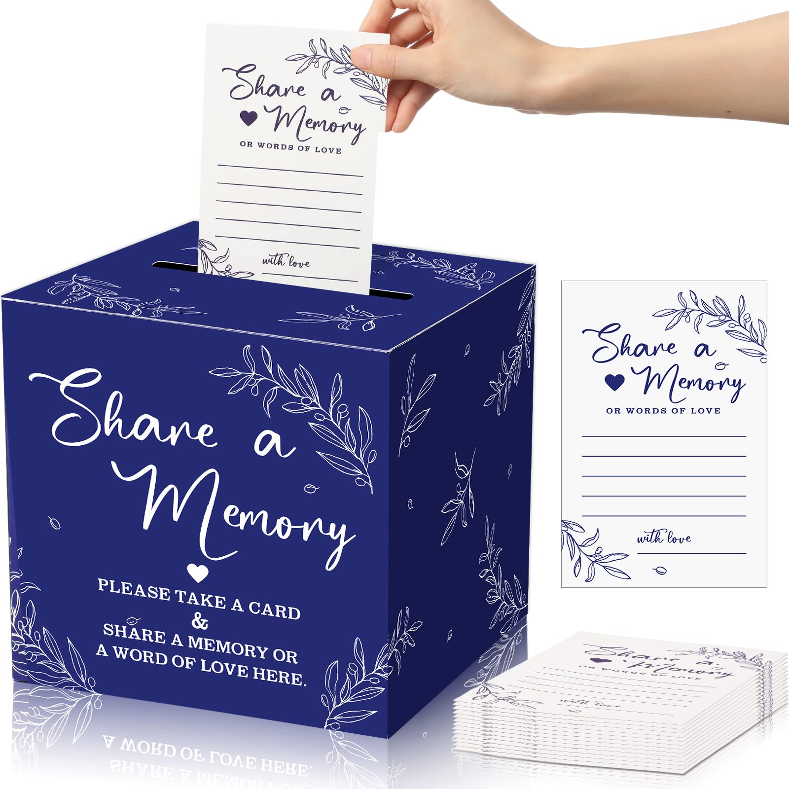 50 Pcs Memory Sharing Cards for Life's Special Moments - Funeral, Graduation, Wedding, Bridal Shower, Birthday, Anniversary & Retirement Keepsake Box (Dark Blue) - Perfect for Guest Messages, Memorials & Celebration Events
