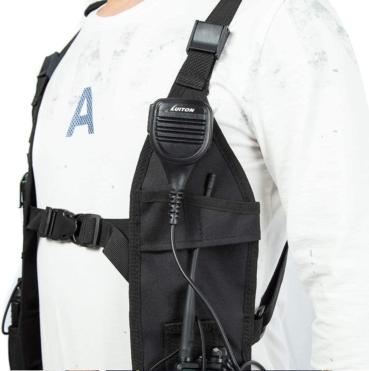 Police Firefighter Search Rescue Two-Way Radio Shoulder Harness Holster - Universal Chest Holder Vest Rig for Secure Hands-Free Communication (1 Pack) - Ideal for Emergency Response, Security, and Outdoor Adventures