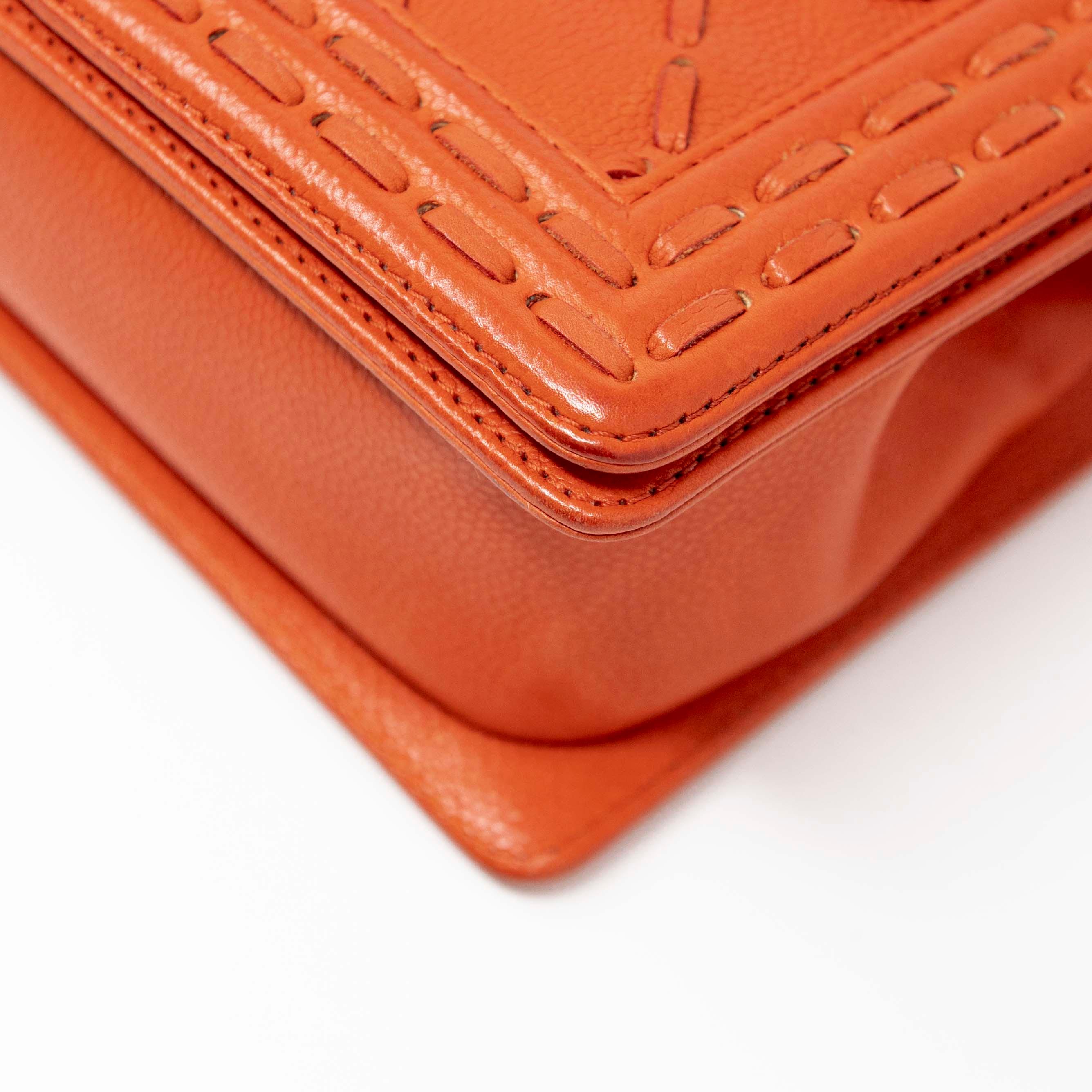 Chanel Orange Medium Whipstitch Boy Bag - Luxury Leather Crossbody Handbag for Women | Perfect for Parties, Date Nights & Special Occasions