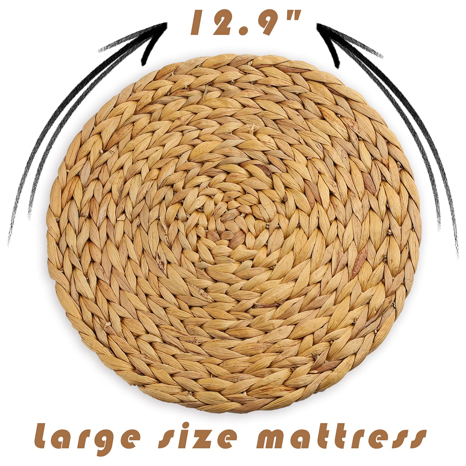 Handmade Natural Wicker Round Placemats - Large Braided Water Hyacinth Straw Dining Table Mats - Heat Resistant & Durable Woven Placemats for Everyday Meals, Dinner Parties, and Outdoor Entertaining