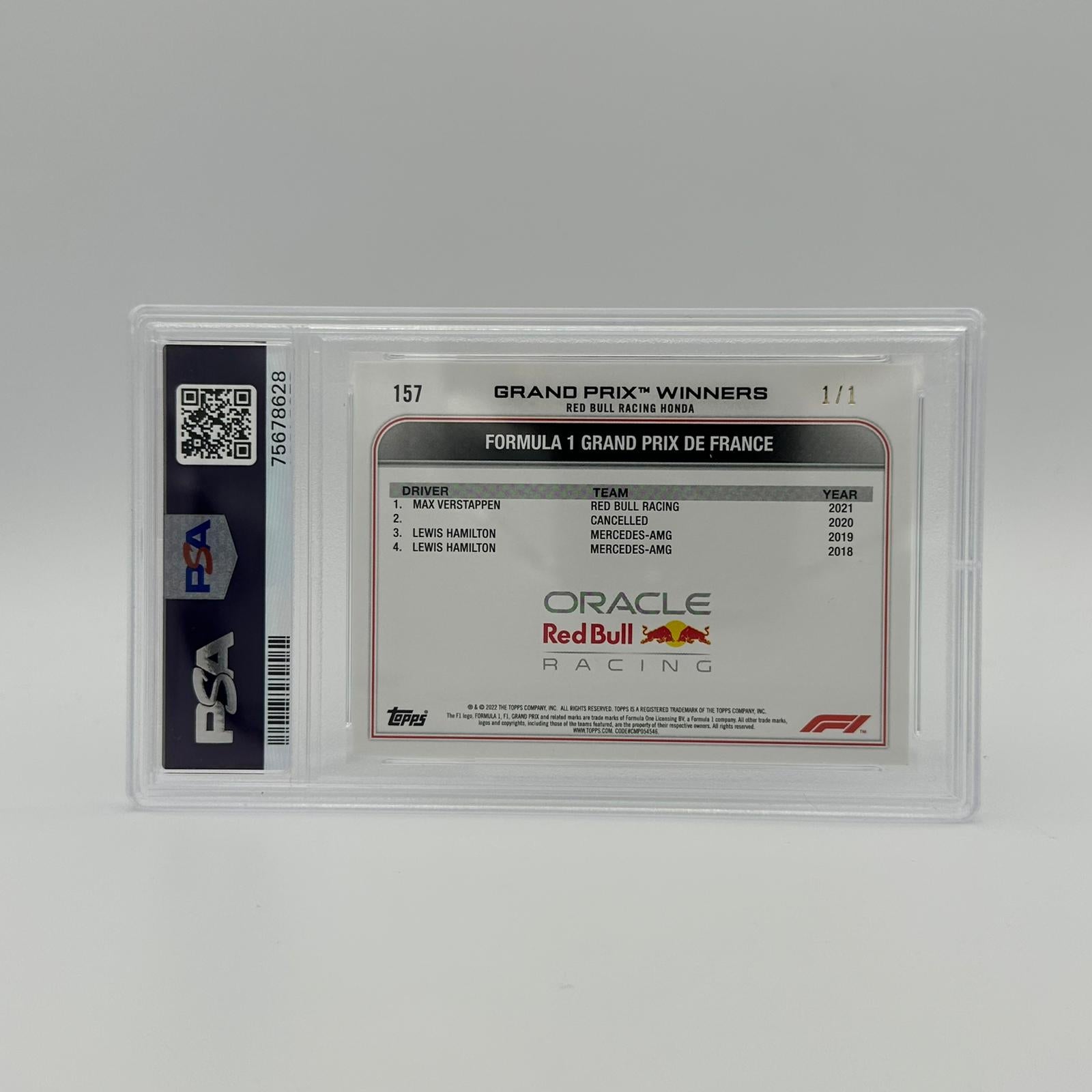 PSA 10 1/1 Max Verstappen Grand Prix Winners #157 Foilfractor - Rare Racing Collectible for Display & Investment - Perfect for F1 Fans, Memorabilia Collectors & Sports Enthusiasts