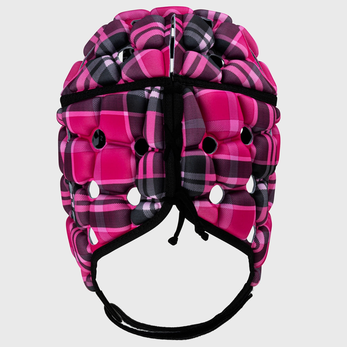 Body Armour Kids Ventilator Rugby Headguard - Pink Tartan Design for Youth Rugby Training & Games | Lightweight Protective Gear for Junior Players